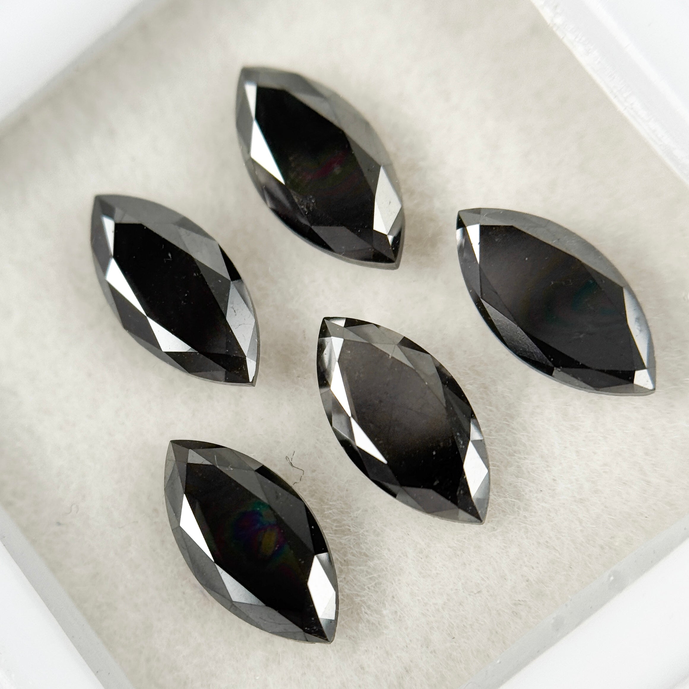 8 X 4 MM Marquise Rose Cut Black Natural Fancy Diamond Pair