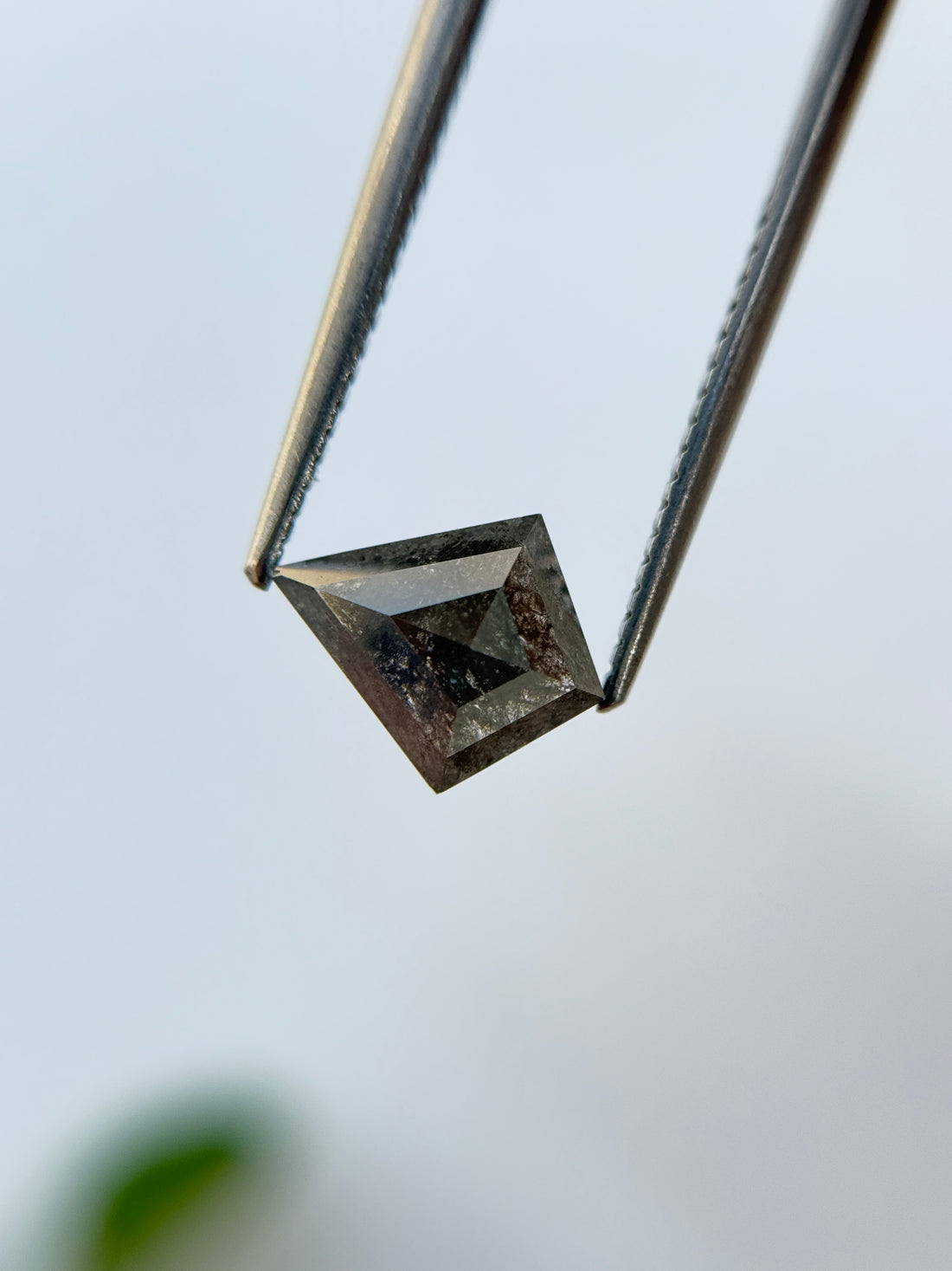 1.53 Ct Kite Rose Cut Grey Natural Salt and Pepper Diamond