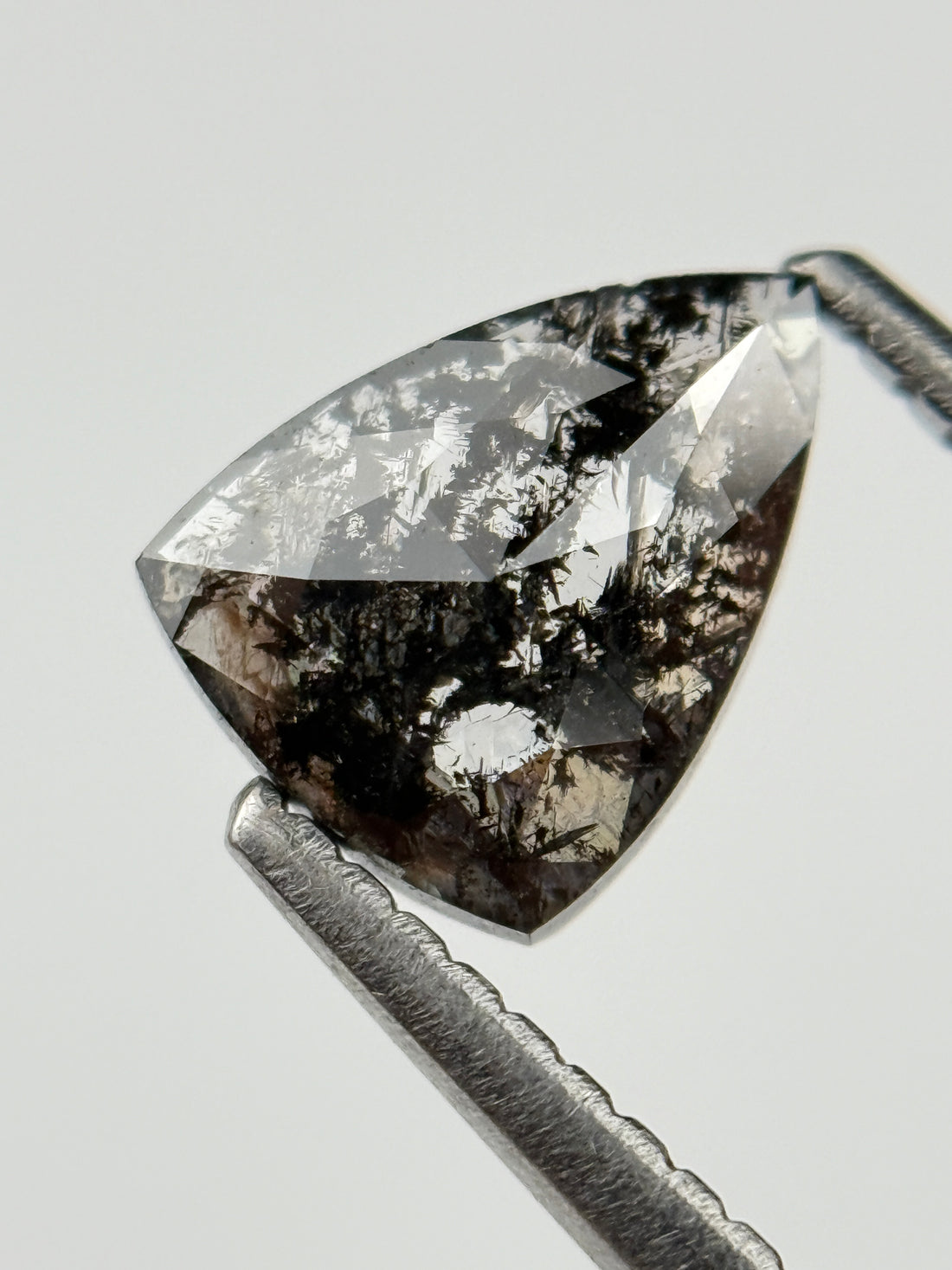0.72 Ct Triangle Rose Cut Grey Natural Salt and Pepper Diamond