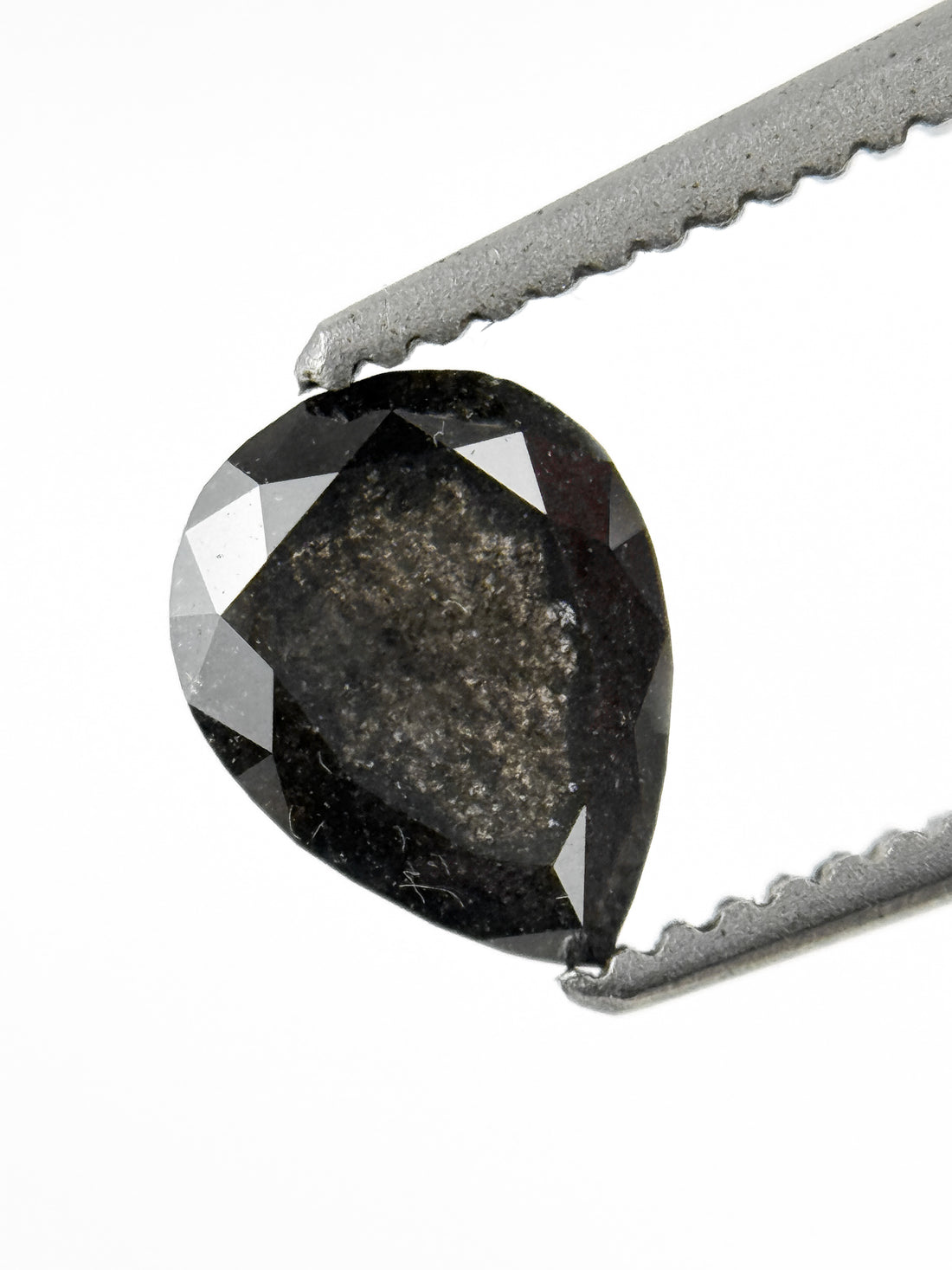 0.83 Ct Pear Rose Cut Grey Natural Salt and Pepper Diamond