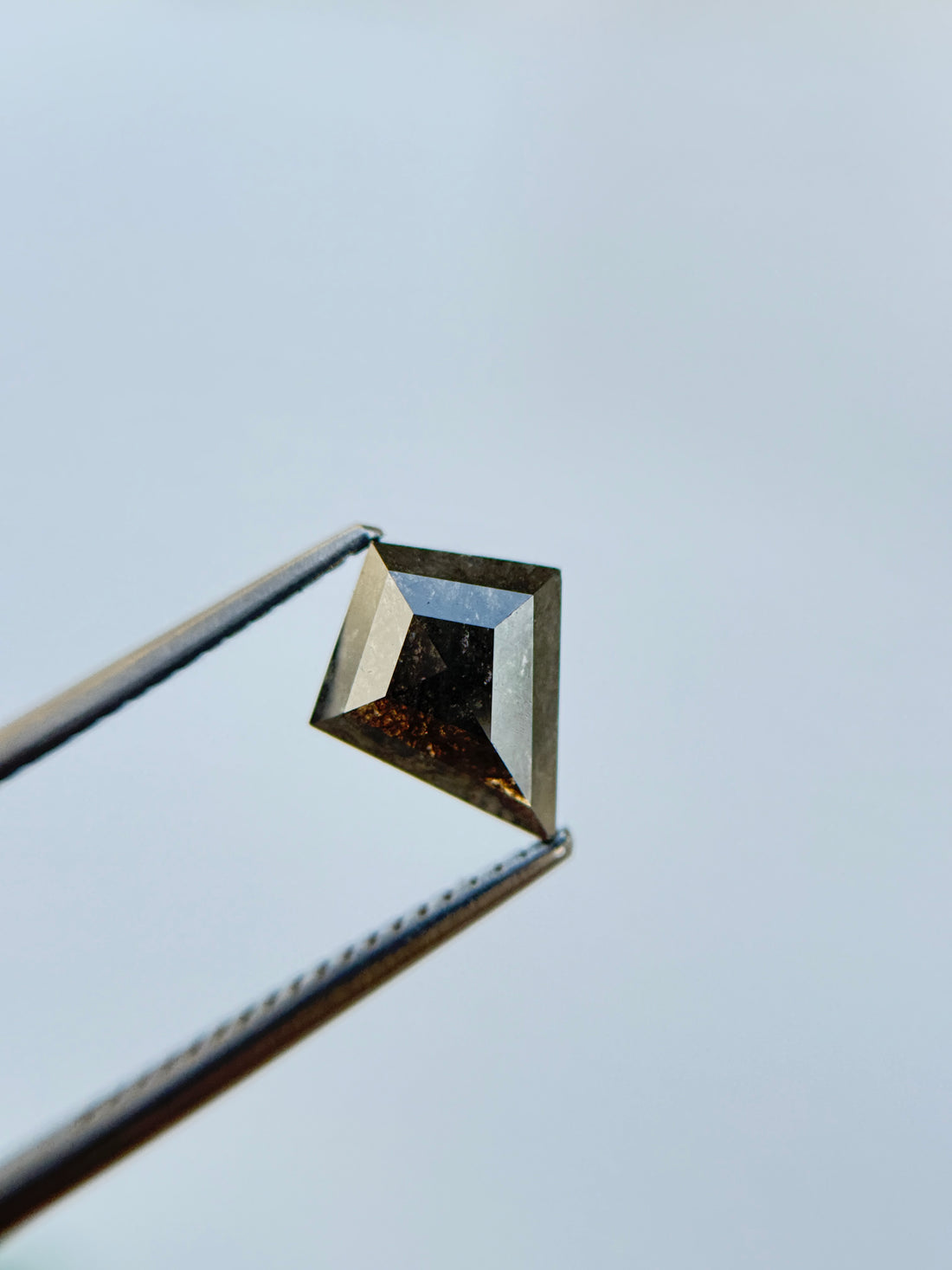 1.53 Ct Kite Rose Cut Grey Natural Salt and Pepper Diamond