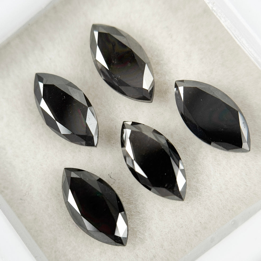 8 X 4 MM Marquise Rose Cut Black Natural Fancy Diamond Pair