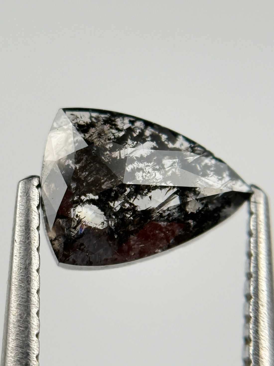 0.72 Ct Triangle Rose Cut Grey Natural Salt and Pepper Diamond