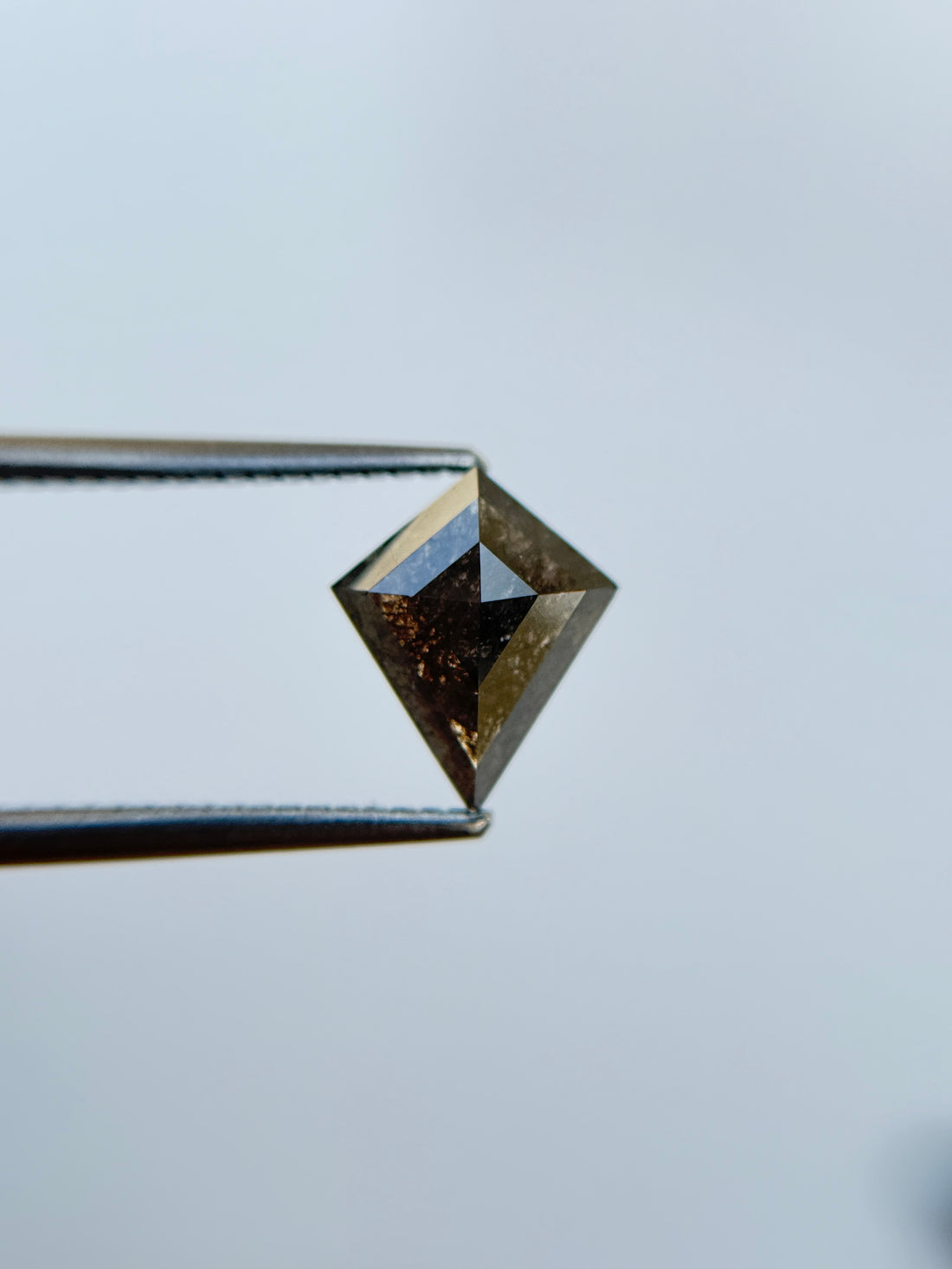 1.53 Ct Kite Rose Cut Grey Natural Salt and Pepper Diamond