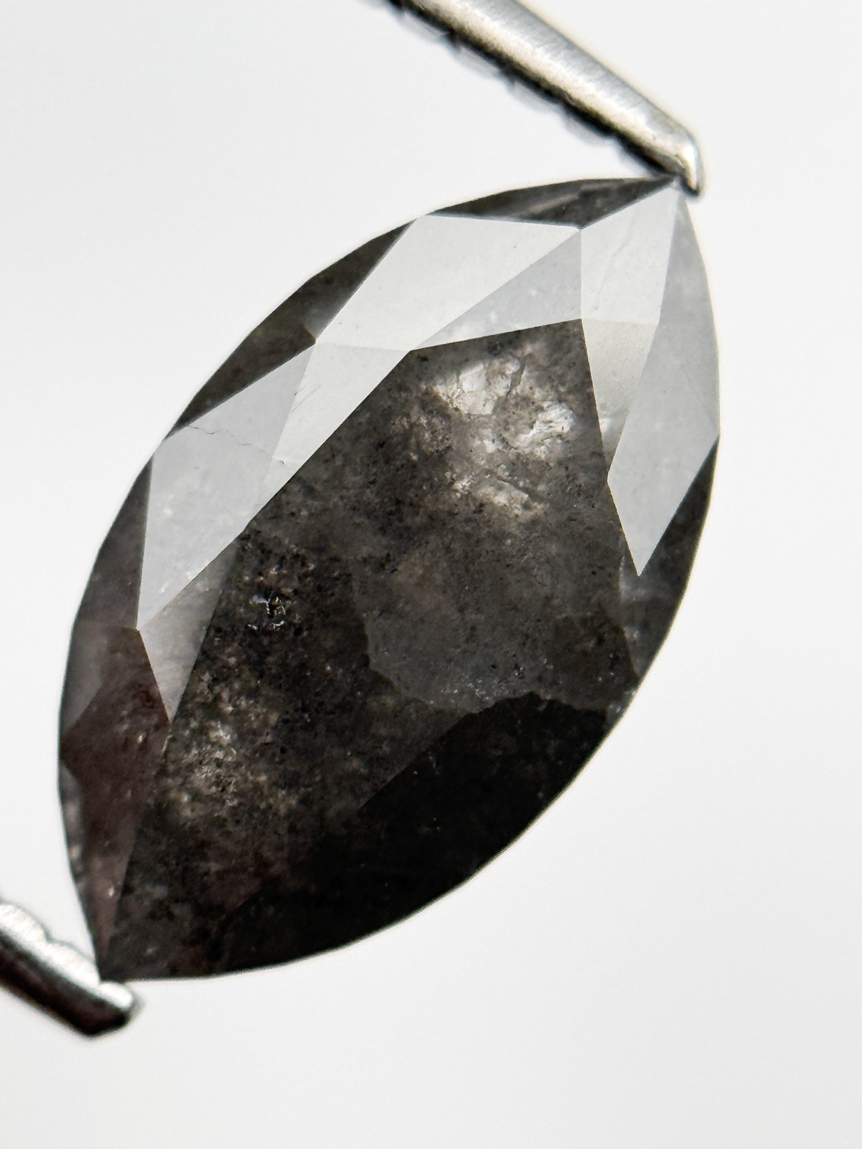 2.39 Ct Marquise Brilliant Cut Grey Natural Salt and Pepper Diamond