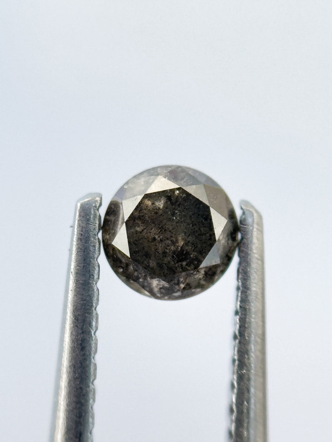 0.53 Ct Round Brilliant Cut Grey Natural Salt and Pepper Diamond