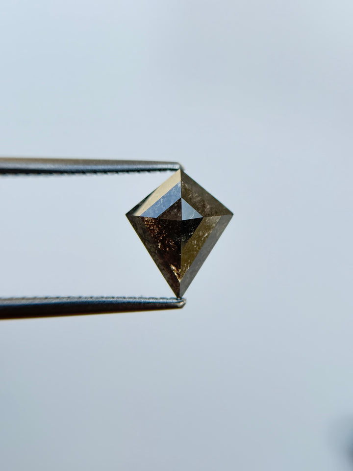 1.53 Ct Kite Rose Cut Grey Natural Salt and Pepper Diamond