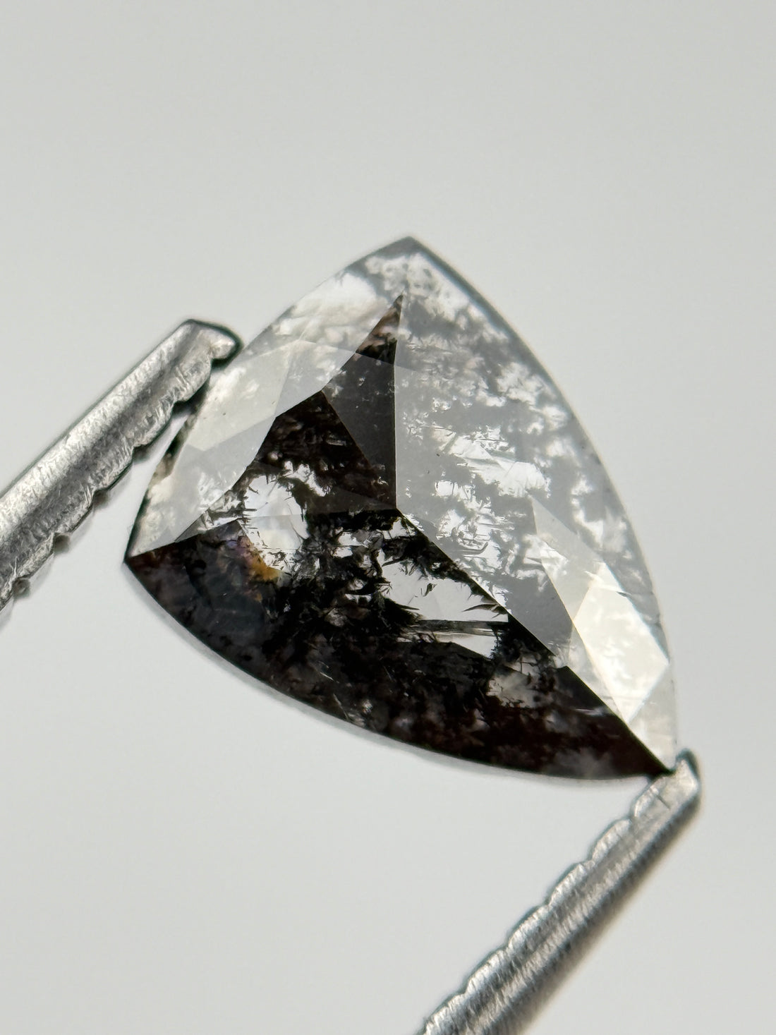 0.72 Ct Triangle Rose Cut Grey Natural Salt and Pepper Diamond