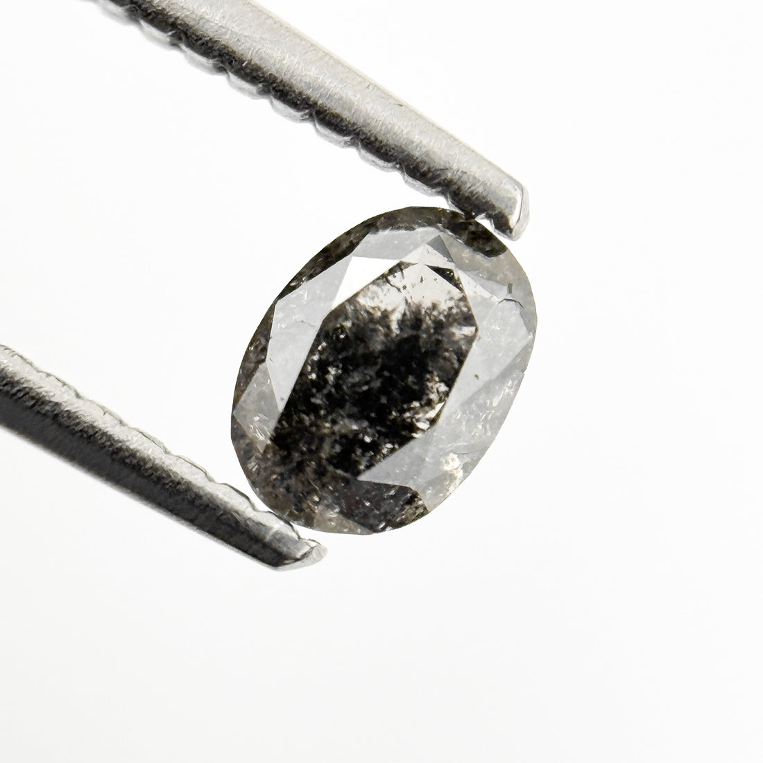 0.42 Ct Oval Rose Cut Grey Natural Salt and Pepper Diamond