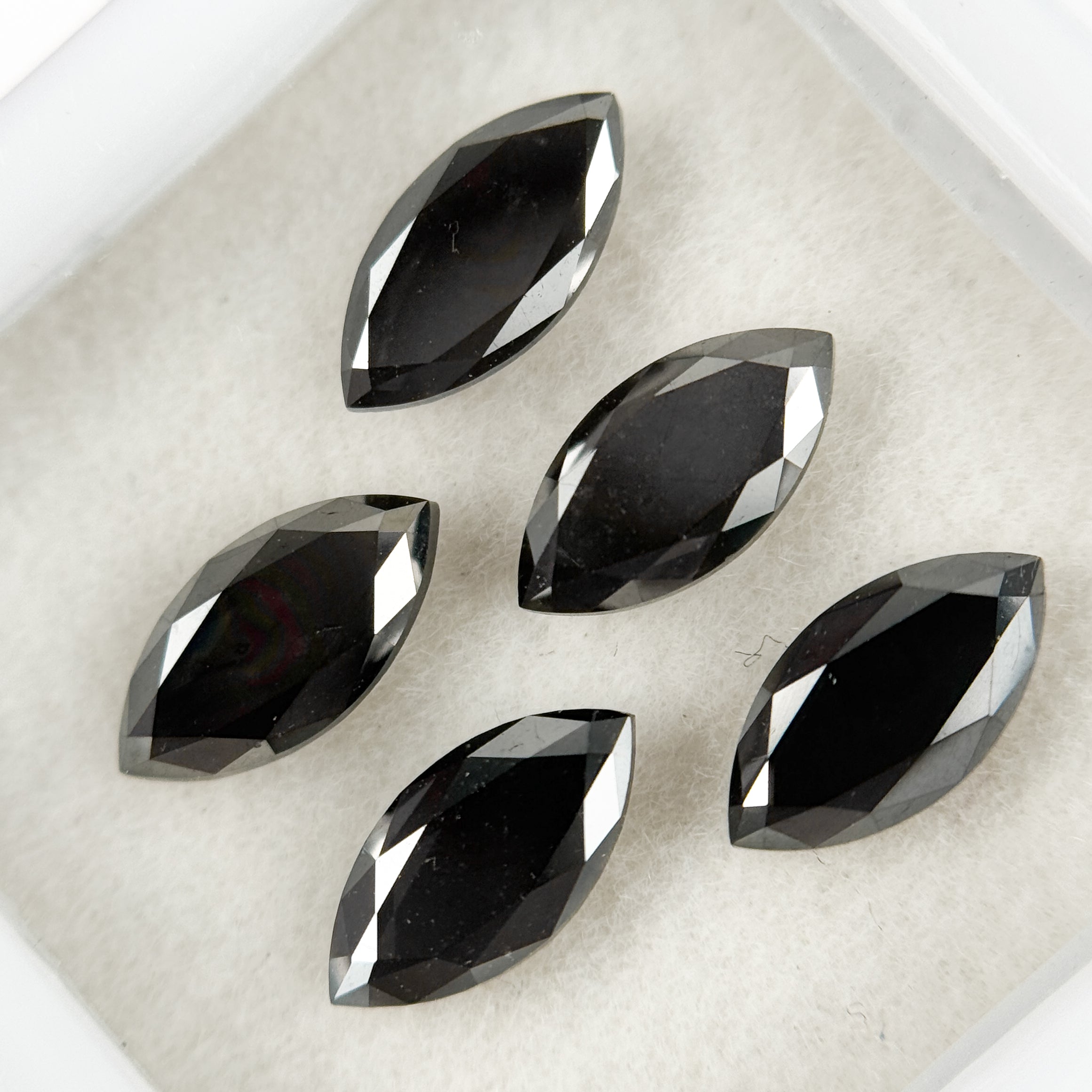 8 X 4 MM Marquise Rose Cut Black Natural Fancy Diamond Pair