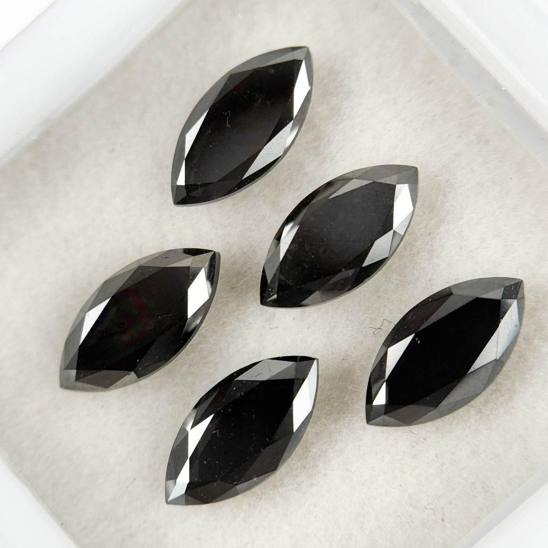 8 X 4 MM Marquise Rose Cut Black Natural Fancy Diamond Pair