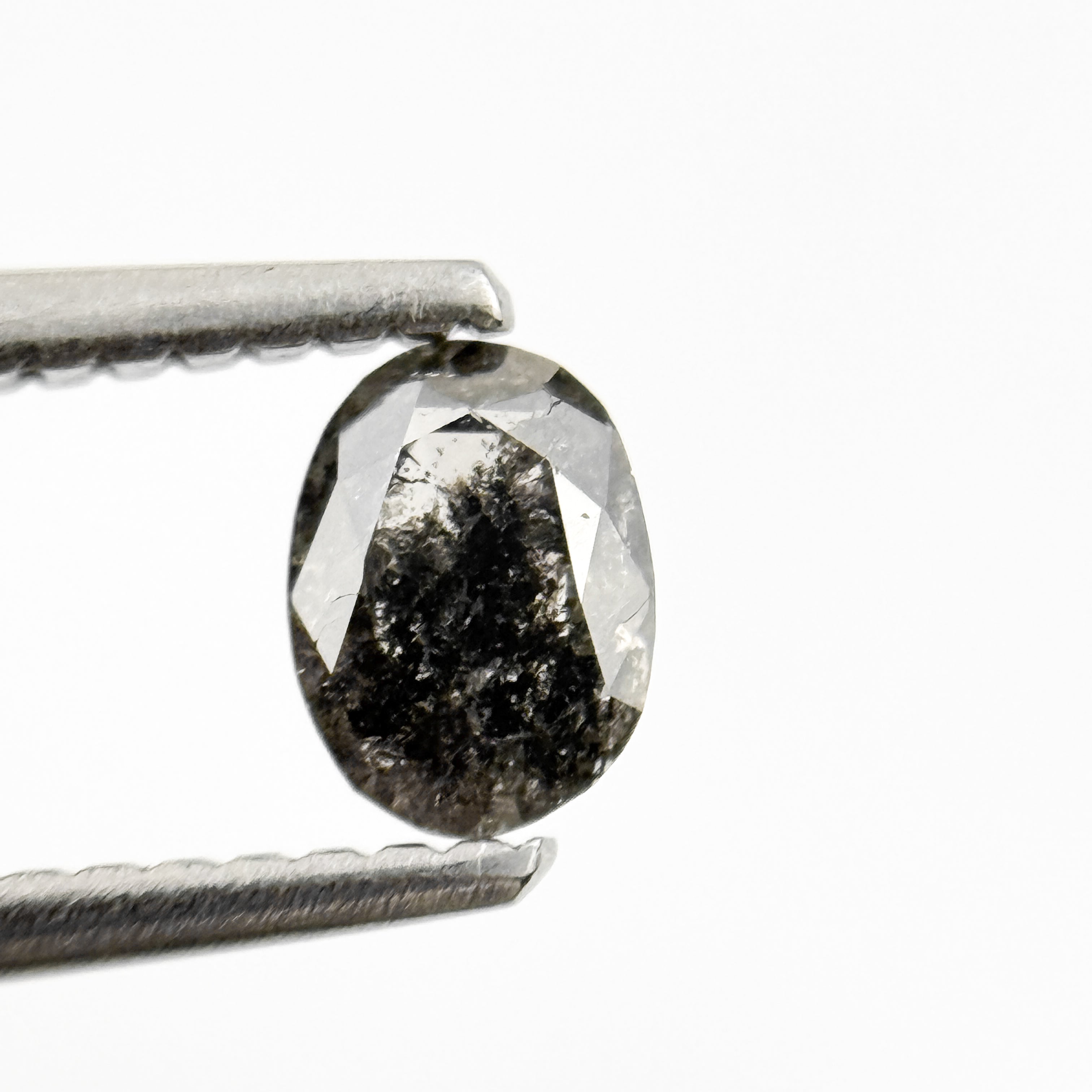 0.42 Ct Oval Rose Cut Grey Natural Salt and Pepper Diamond