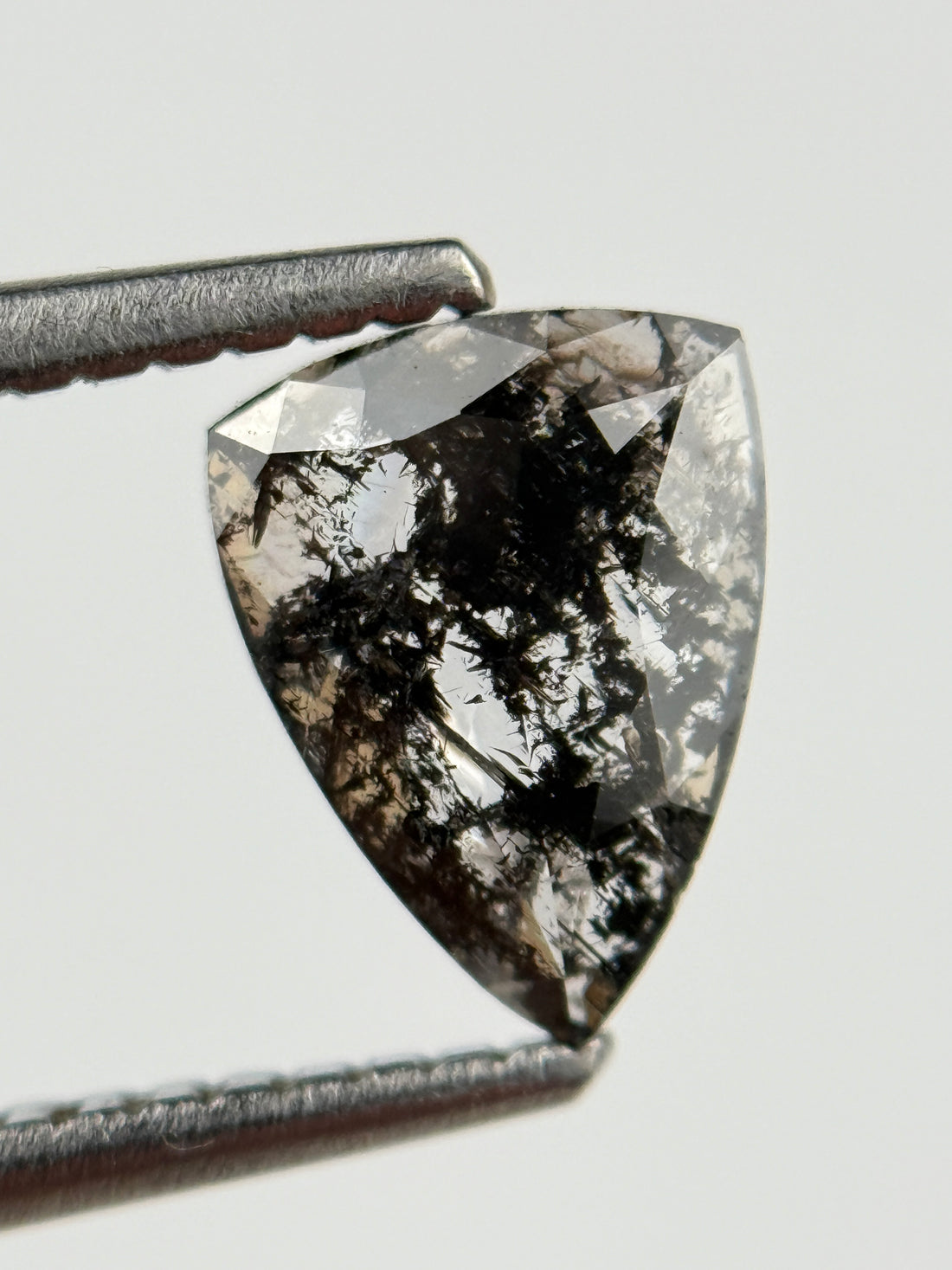 0.72 Ct Triangle Rose Cut Grey Natural Salt and Pepper Diamond