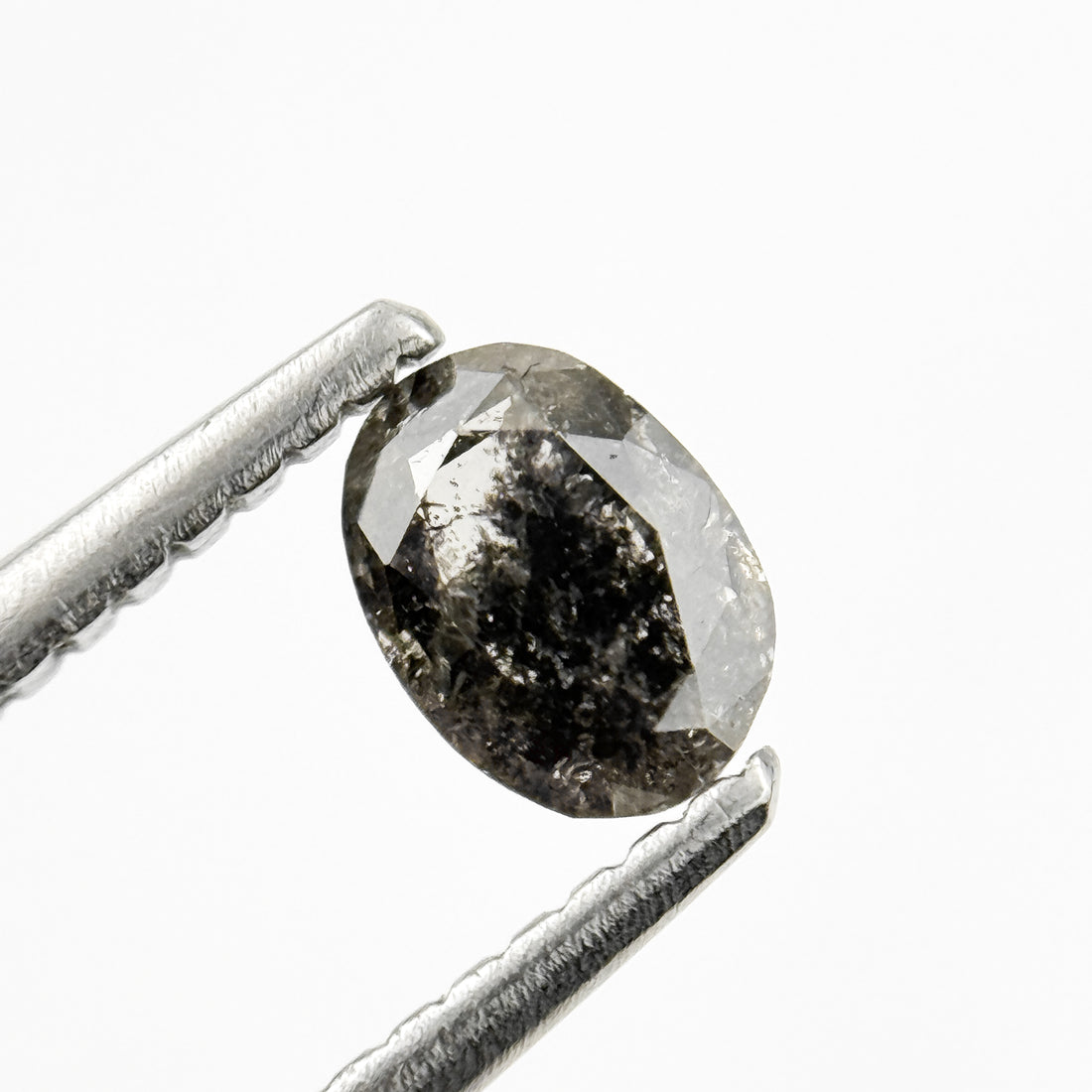 0.42 Ct Oval Rose Cut Grey Natural Salt and Pepper Diamond