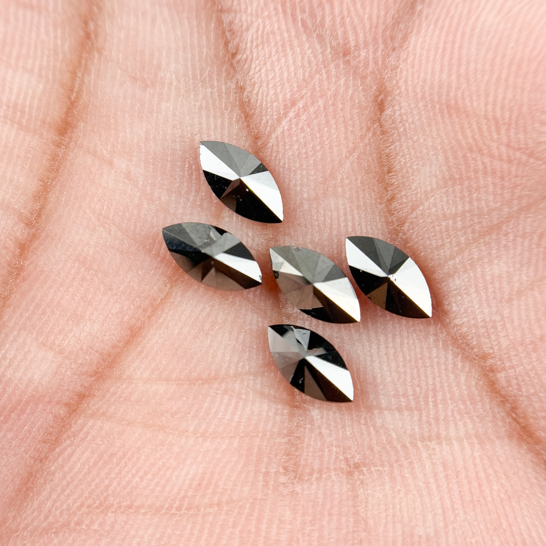 8 X 4 MM Marquise Rose Cut Black Natural Fancy Diamond Pair