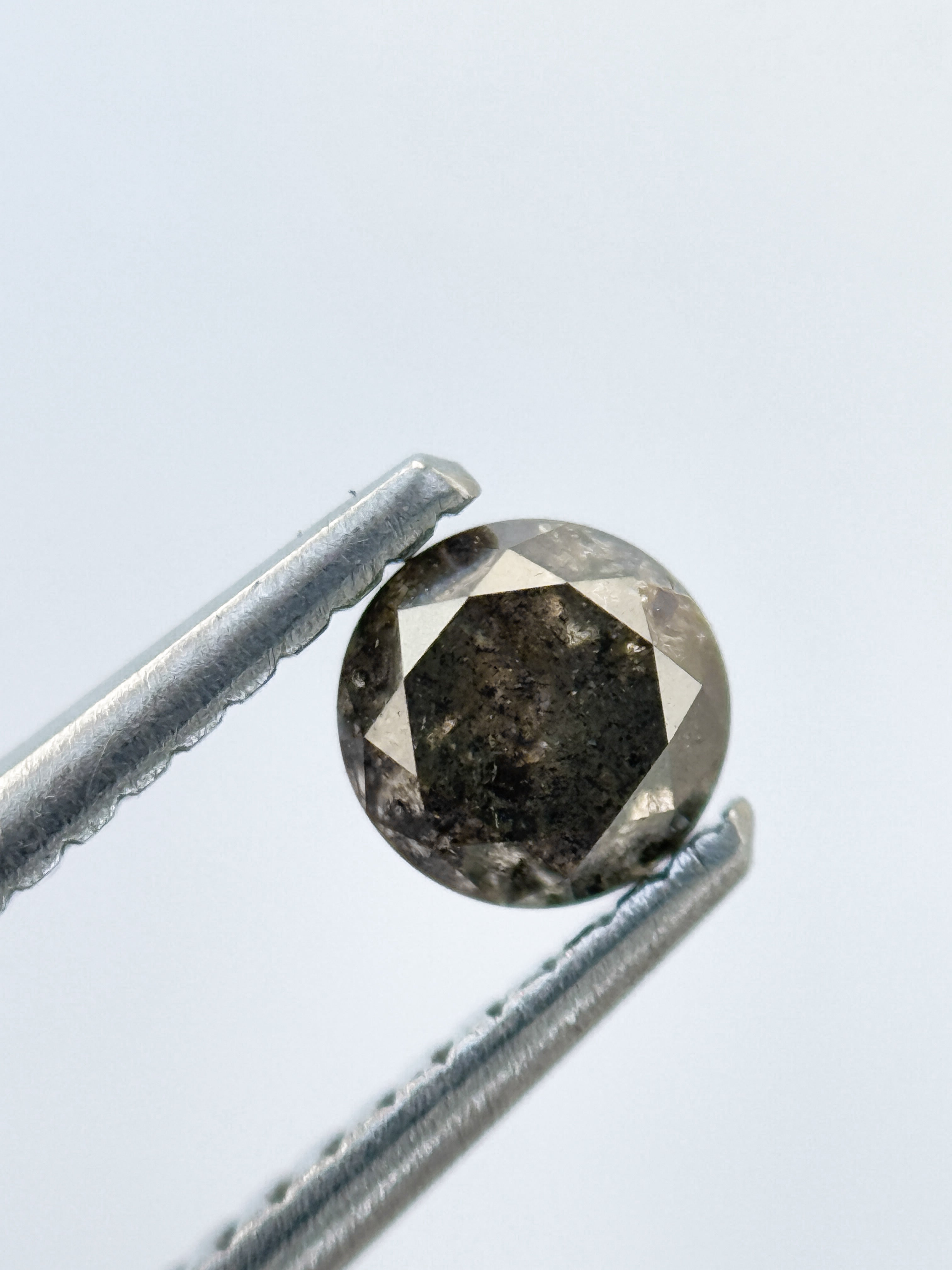 0.53 Ct Round Brilliant Cut Grey Natural Salt and Pepper Diamond