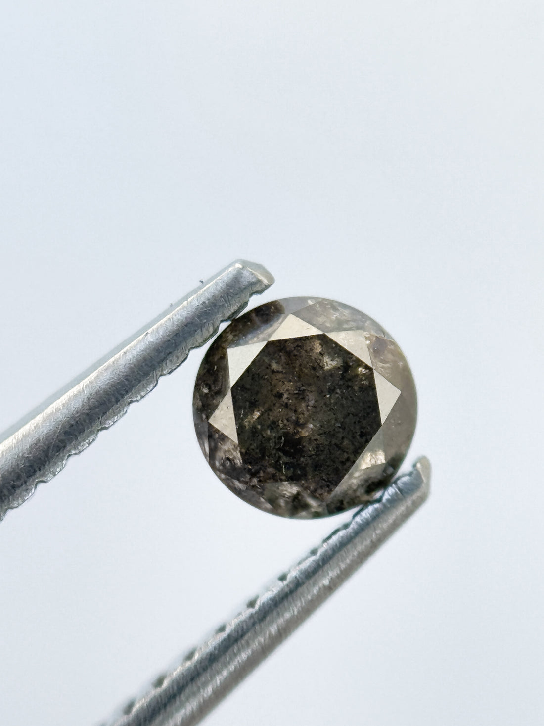 0.53 Ct Round Brilliant Cut Grey Natural Salt and Pepper Diamond