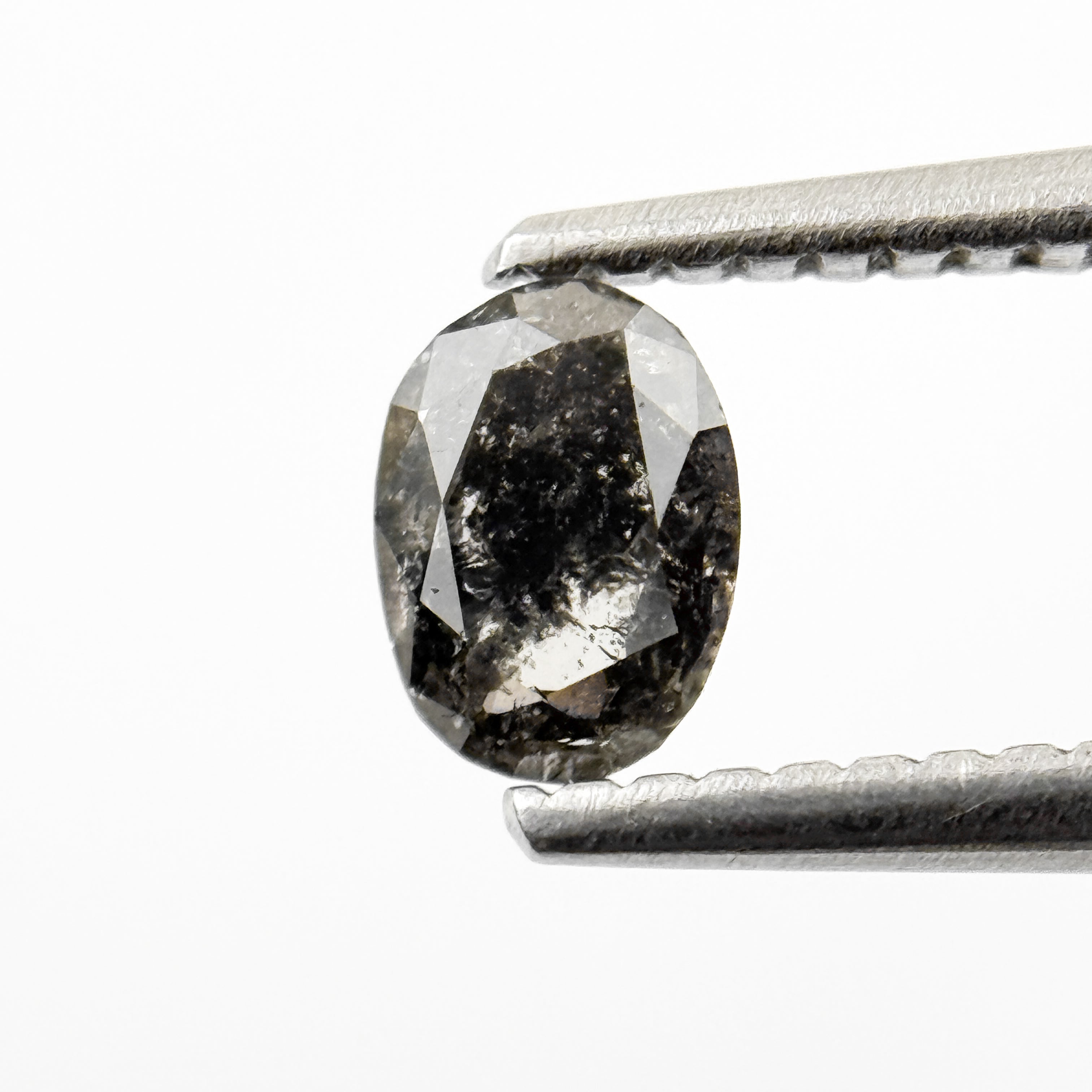 0.42 Ct Oval Rose Cut Grey Natural Salt and Pepper Diamond