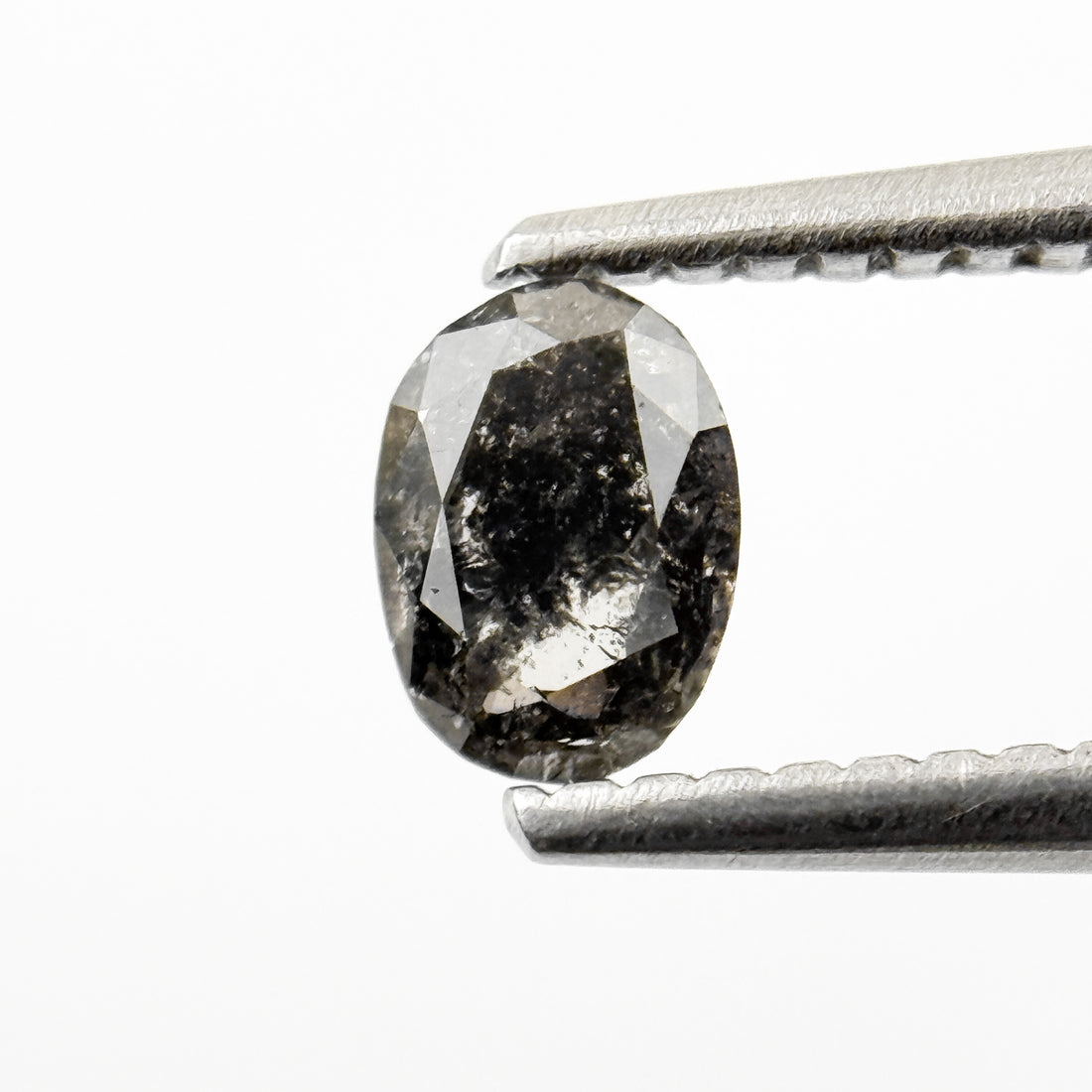 0.42 Ct Oval Rose Cut Grey Natural Salt and Pepper Diamond