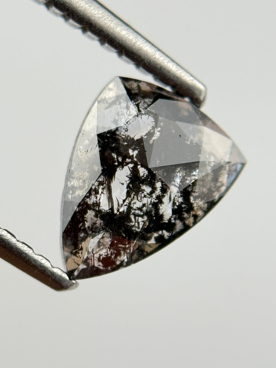 0.72 Ct Triangle Rose Cut Grey Natural Salt and Pepper Diamond