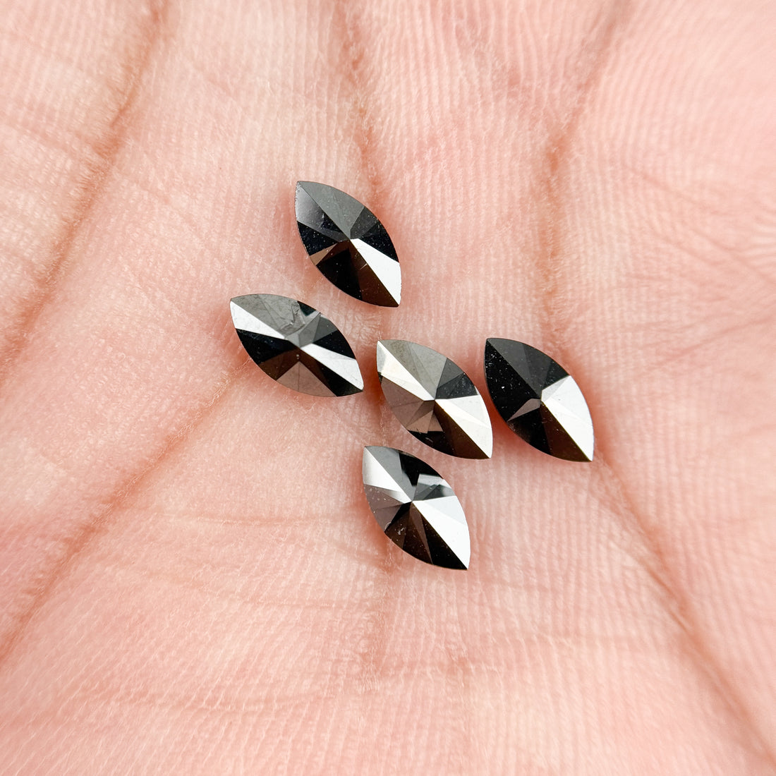 6 X 3 MM Marquise Rose Cut Black Natural Fancy Diamond