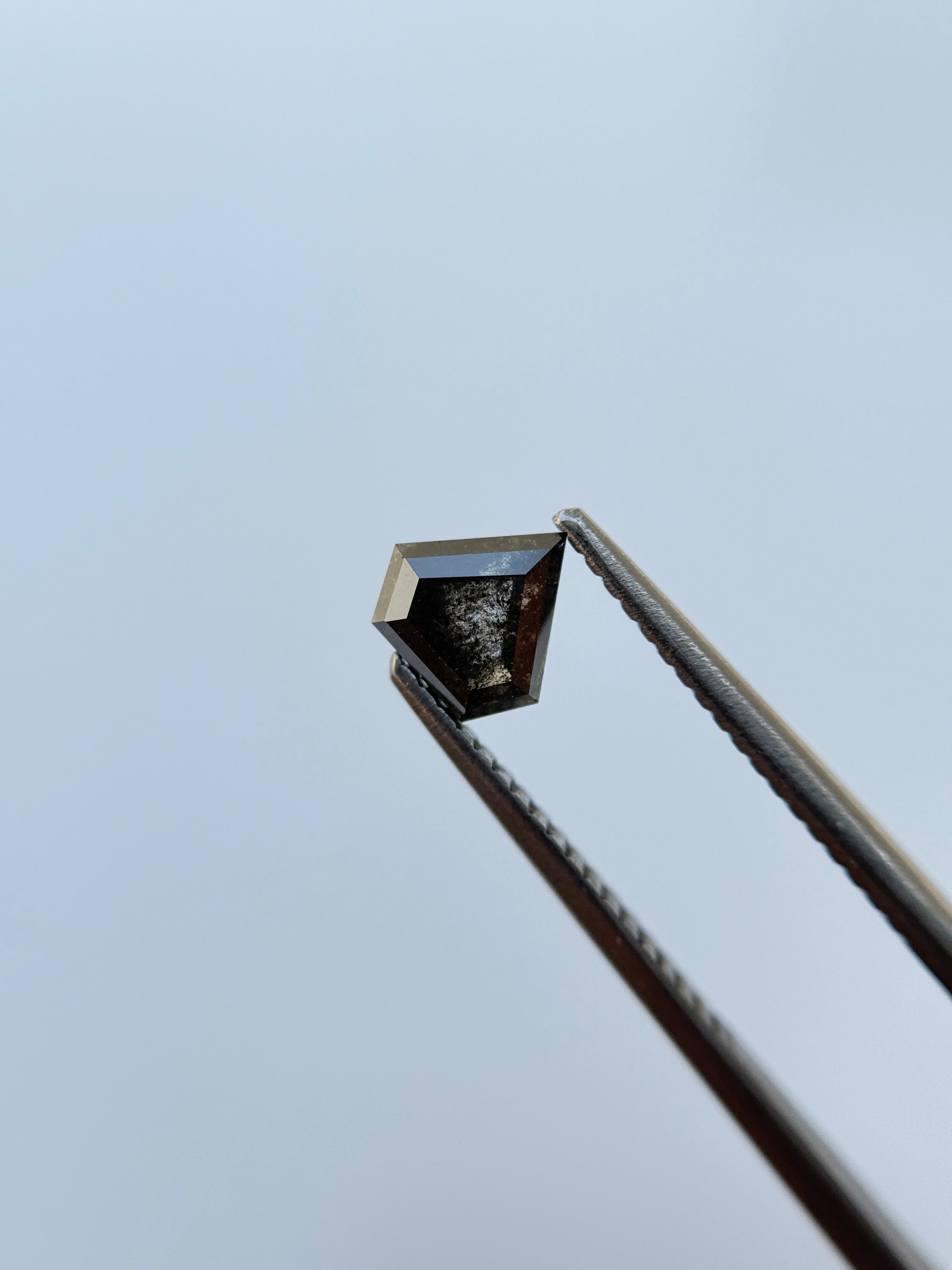 0.83 Ct Pentagon Rose Cut Grey Natural Salt and Pepper Diamond