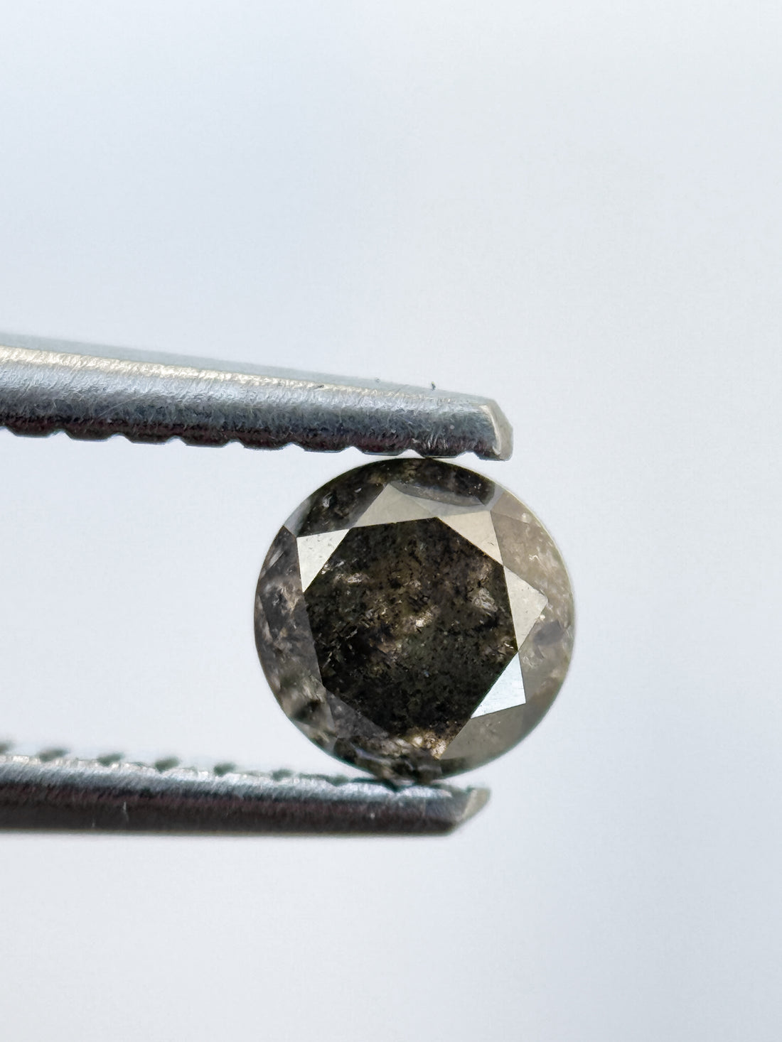 0.53 Ct Round Brilliant Cut Grey Natural Salt and Pepper Diamond