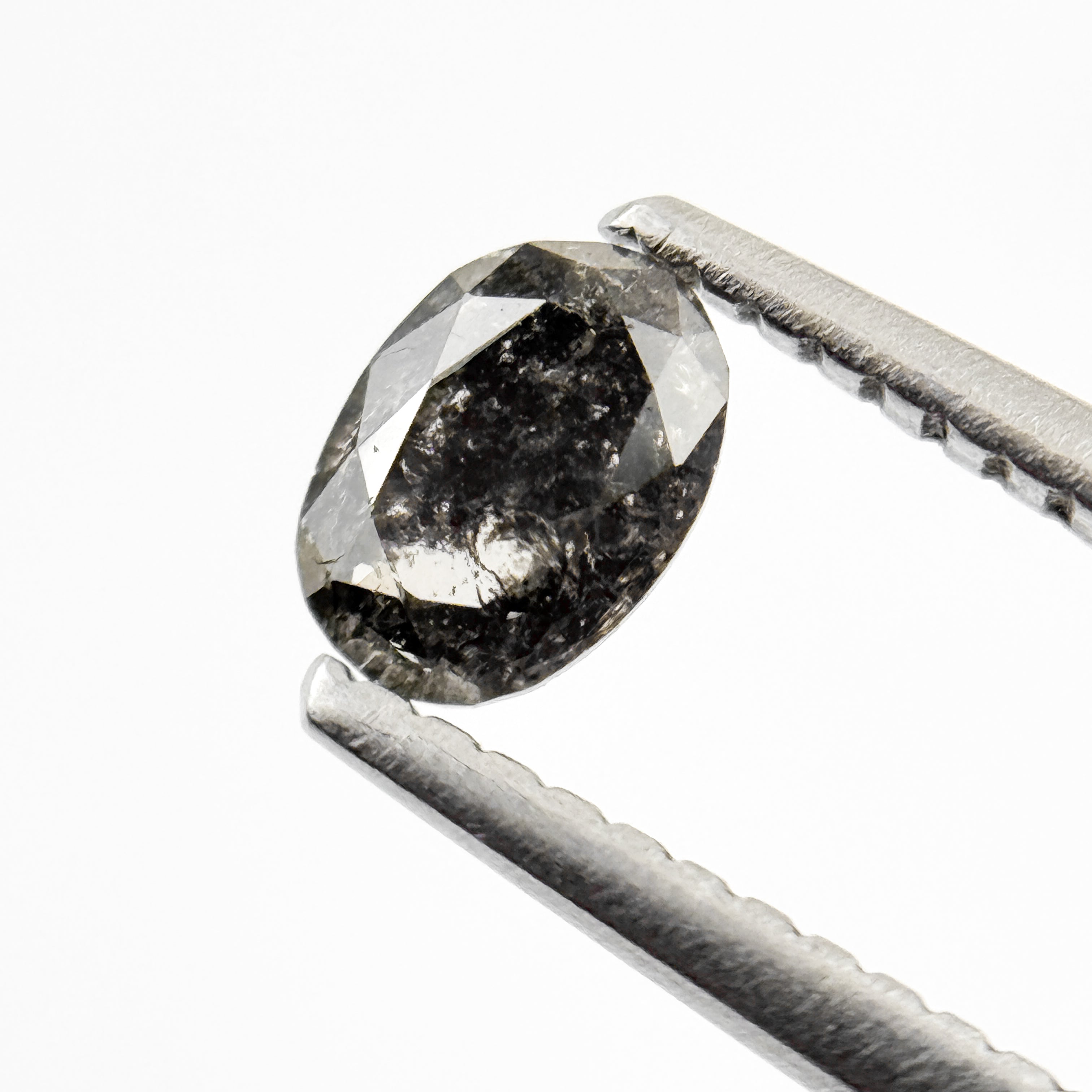 0.42 Ct Oval Rose Cut Grey Natural Salt and Pepper Diamond