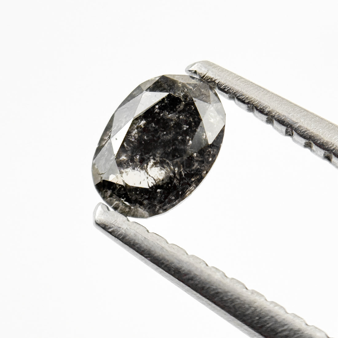 0.42 Ct Oval Rose Cut Grey Natural Salt and Pepper Diamond