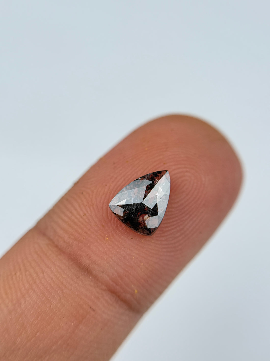 0.72 Ct Triangle Rose Cut Grey Natural Salt and Pepper Diamond