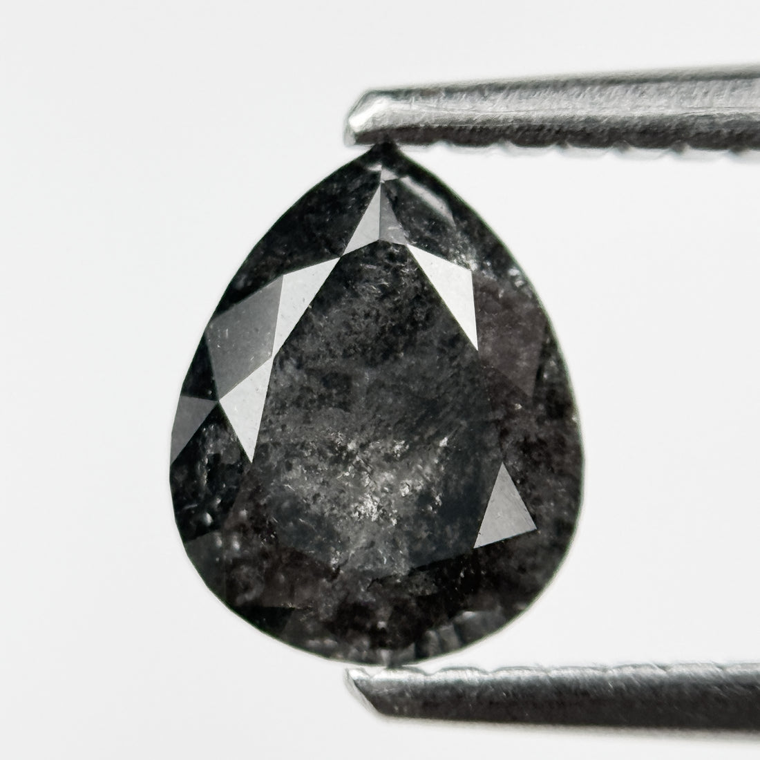 1.12 Ct Pear Rose Cut Grey Natural Salt and Pepper Diamond
