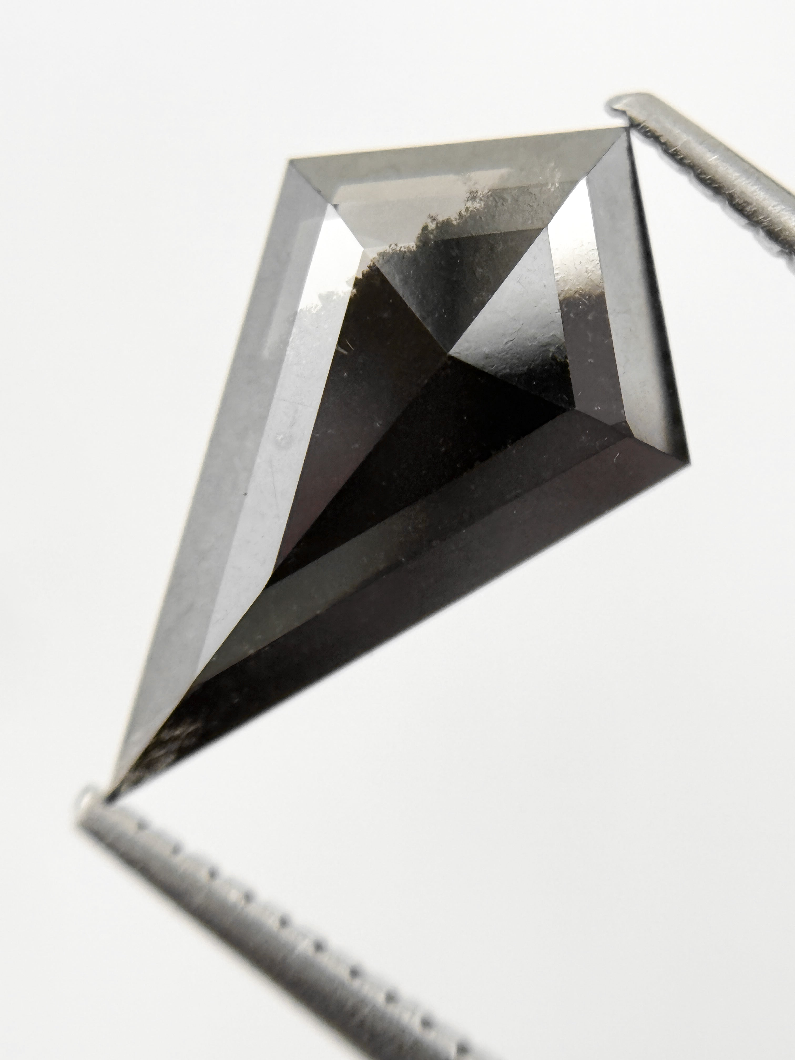 2.69 Ct Kite Rose Cut Black Natural Vintage Salt and Pepper Diamond