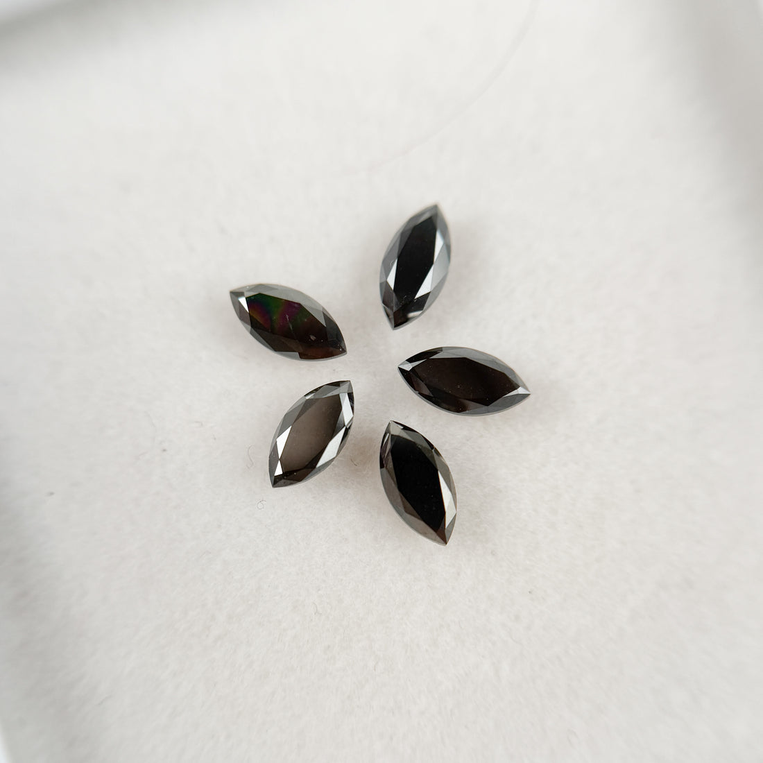 5 MM Marquise Rose Cut Black Natural Fancy Diamond