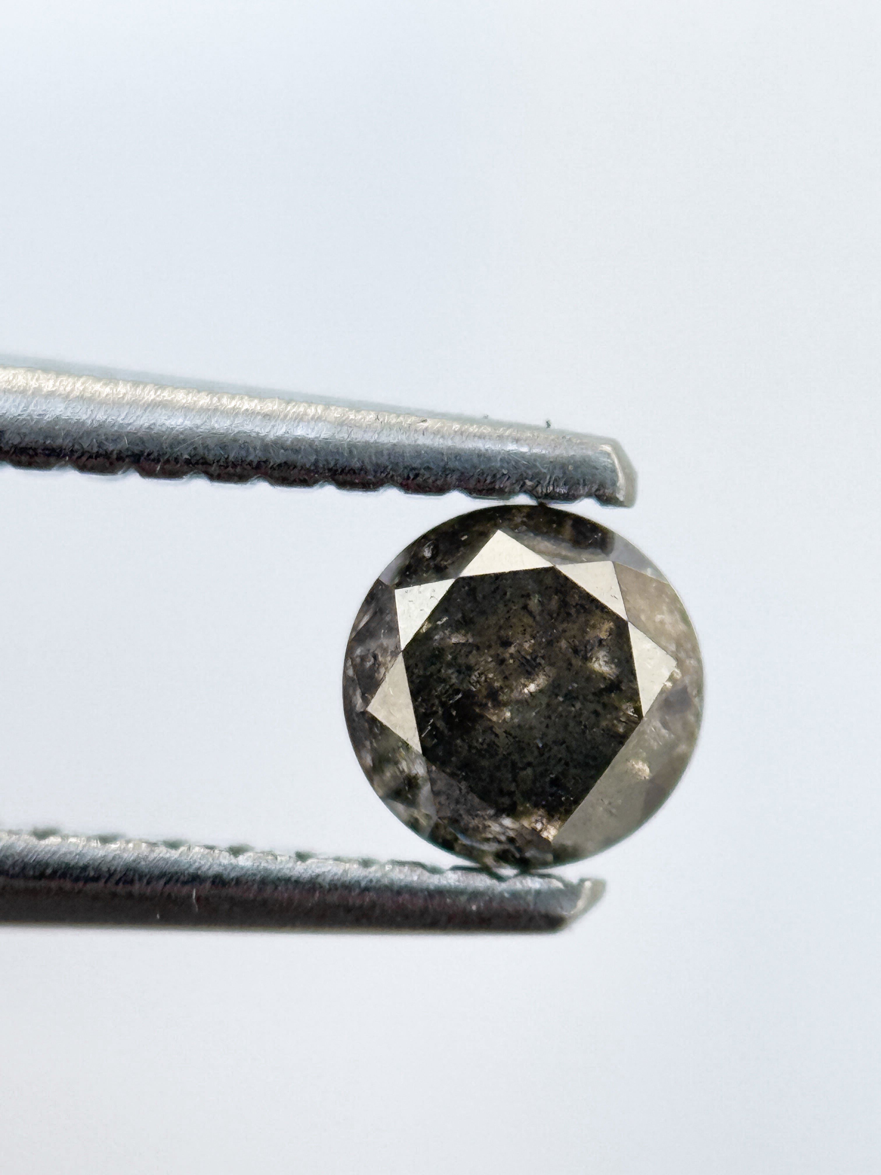 0.53 Ct Round Brilliant Cut Grey Natural Salt and Pepper Diamond