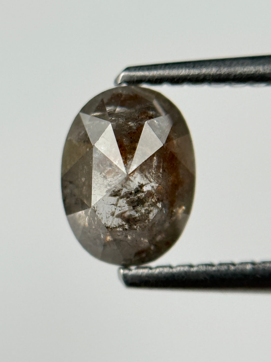 1.07 Ct Oval Rose Cut Grey Natural Salt and Pepper Diamond