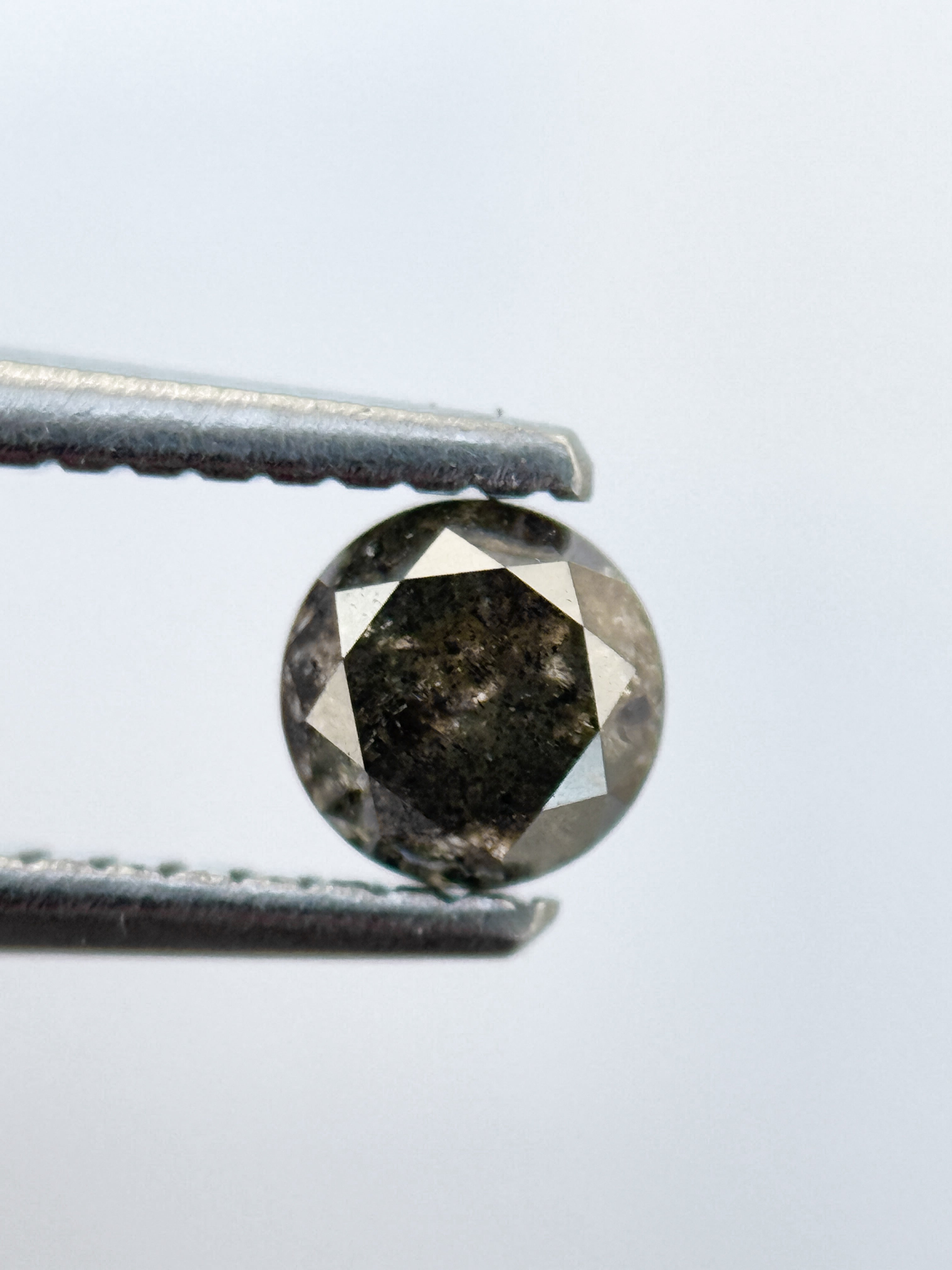 0.53 Ct Round Brilliant Cut Grey Natural Salt and Pepper Diamond