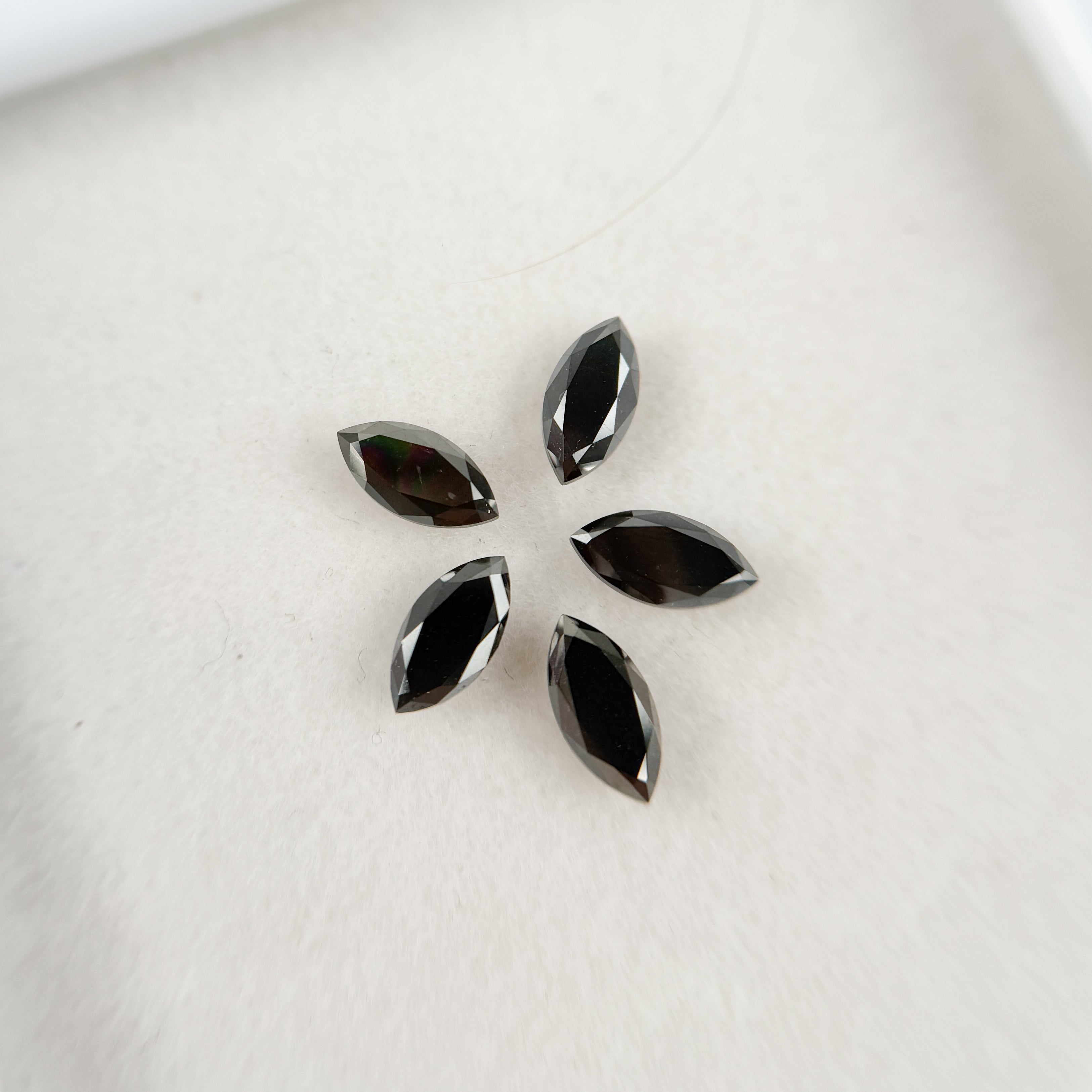 5 MM Marquise Rose Cut Black Natural Fancy Diamond