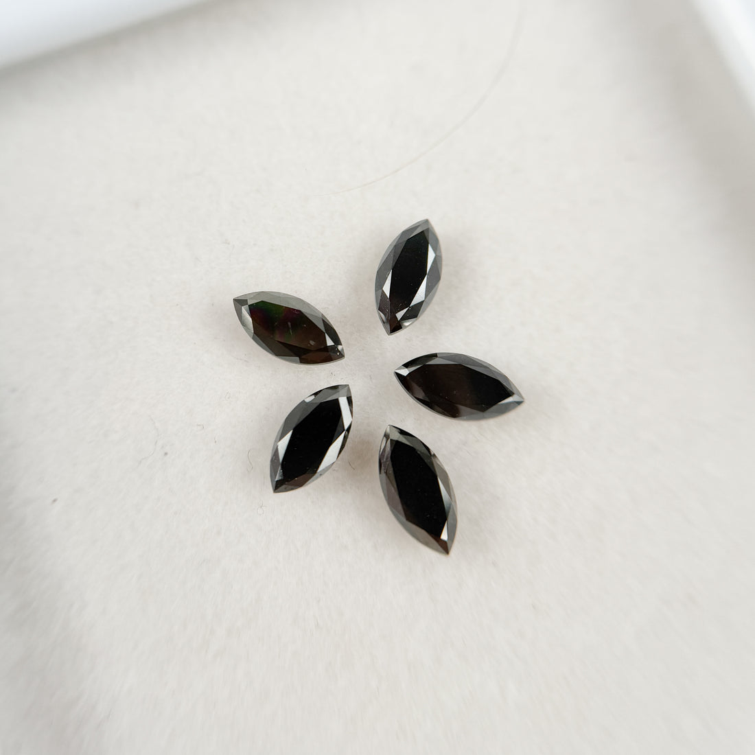 5 MM Marquise Rose Cut Black Natural Fancy Diamond