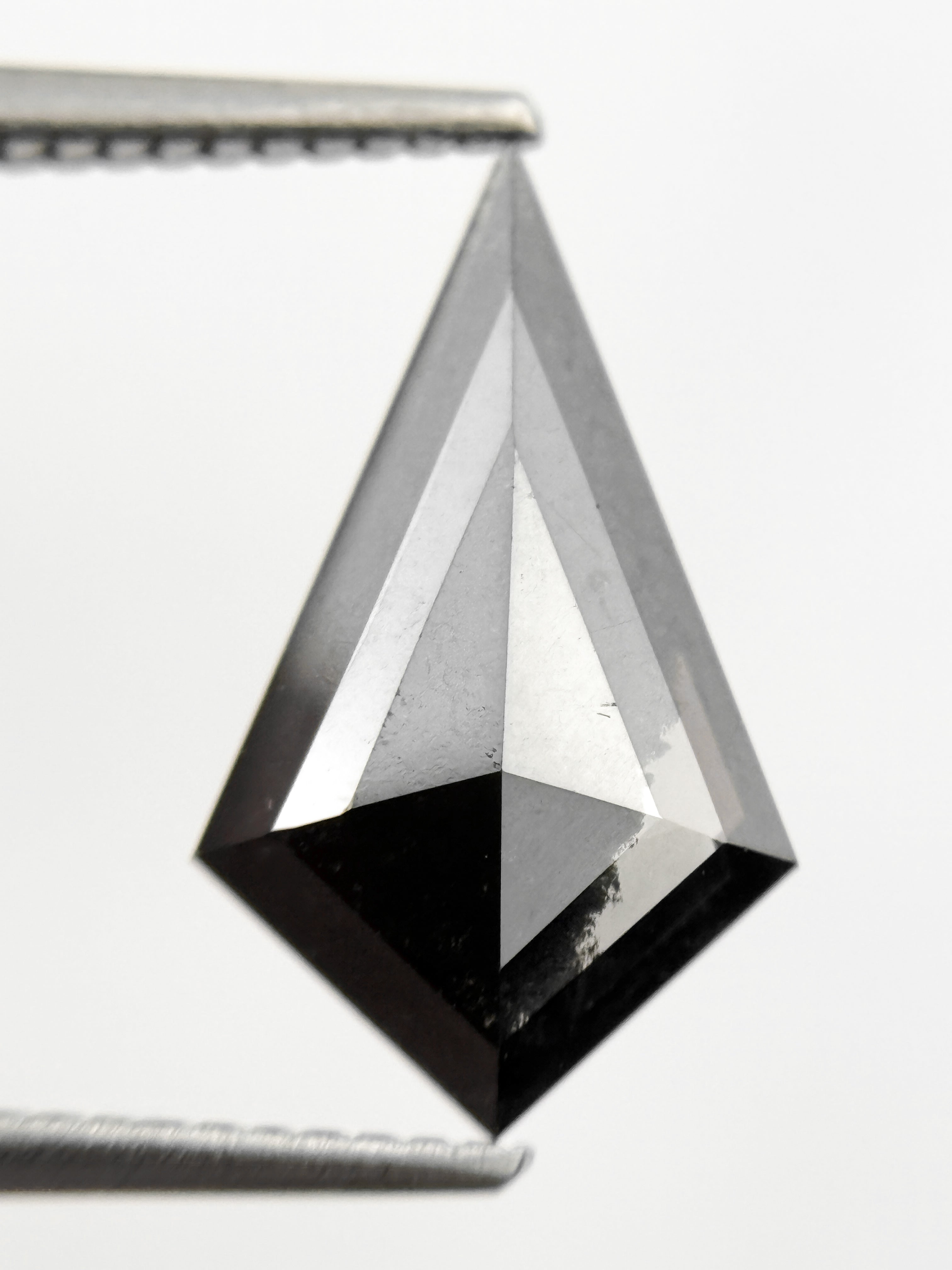 2.69 Ct Kite Rose Cut Black Natural Vintage Salt and Pepper Diamond