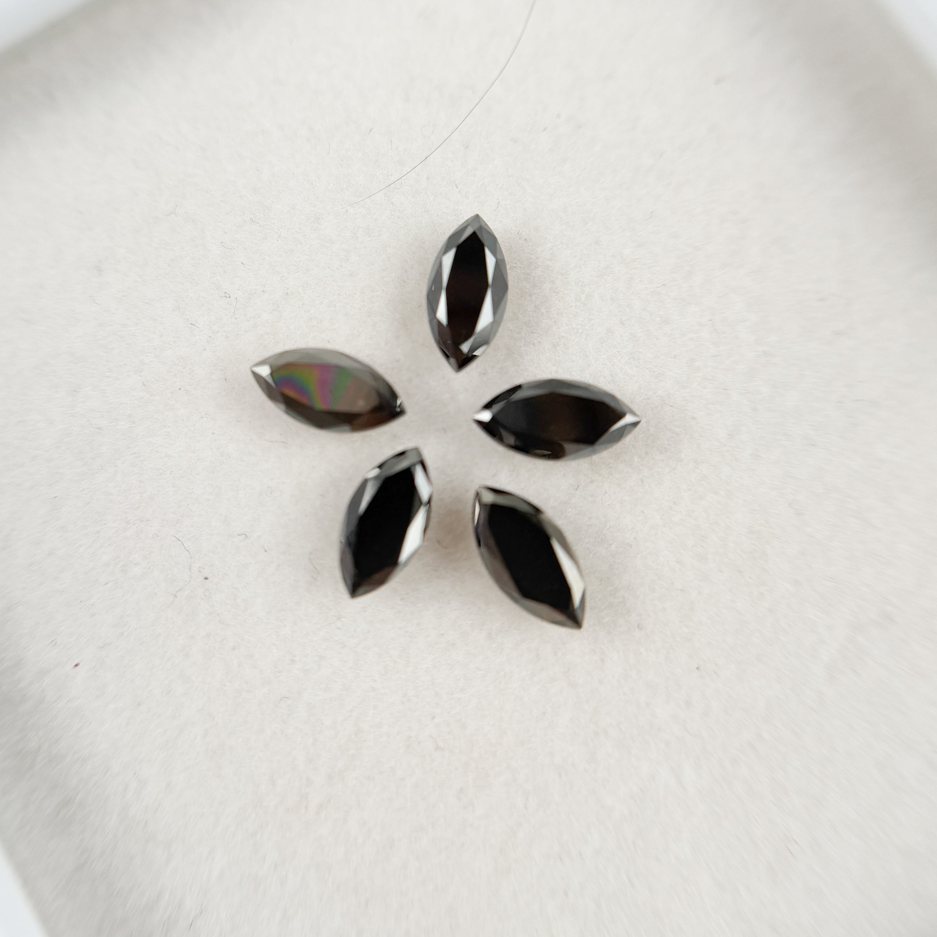 5 MM Marquise Rose Cut Black Natural Fancy Diamond