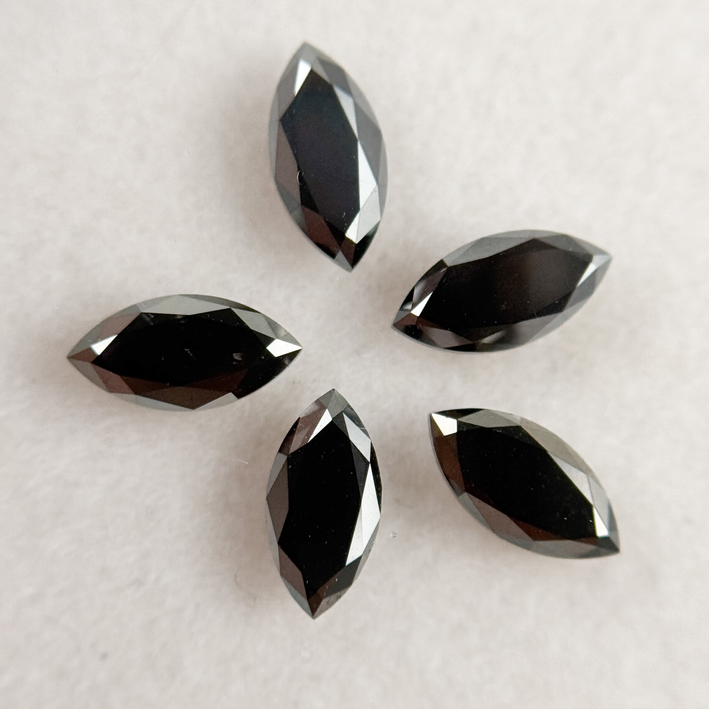 5 MM Marquise Rose Cut Black Natural Fancy Diamond
