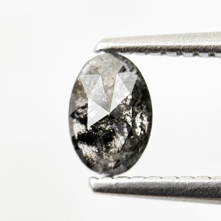 0.53 Ct Oval Rose Cut Grey Natural Salt and Pepper Diamond