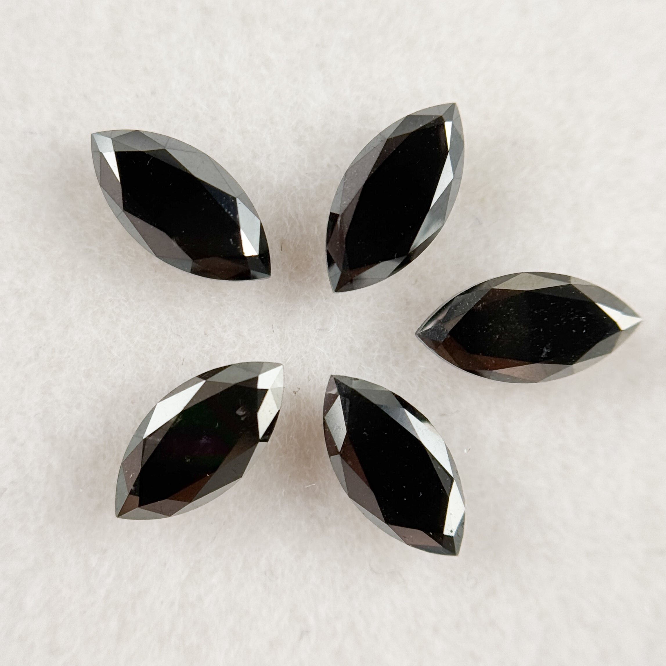 5 MM Marquise Rose Cut Black Natural Fancy Diamond