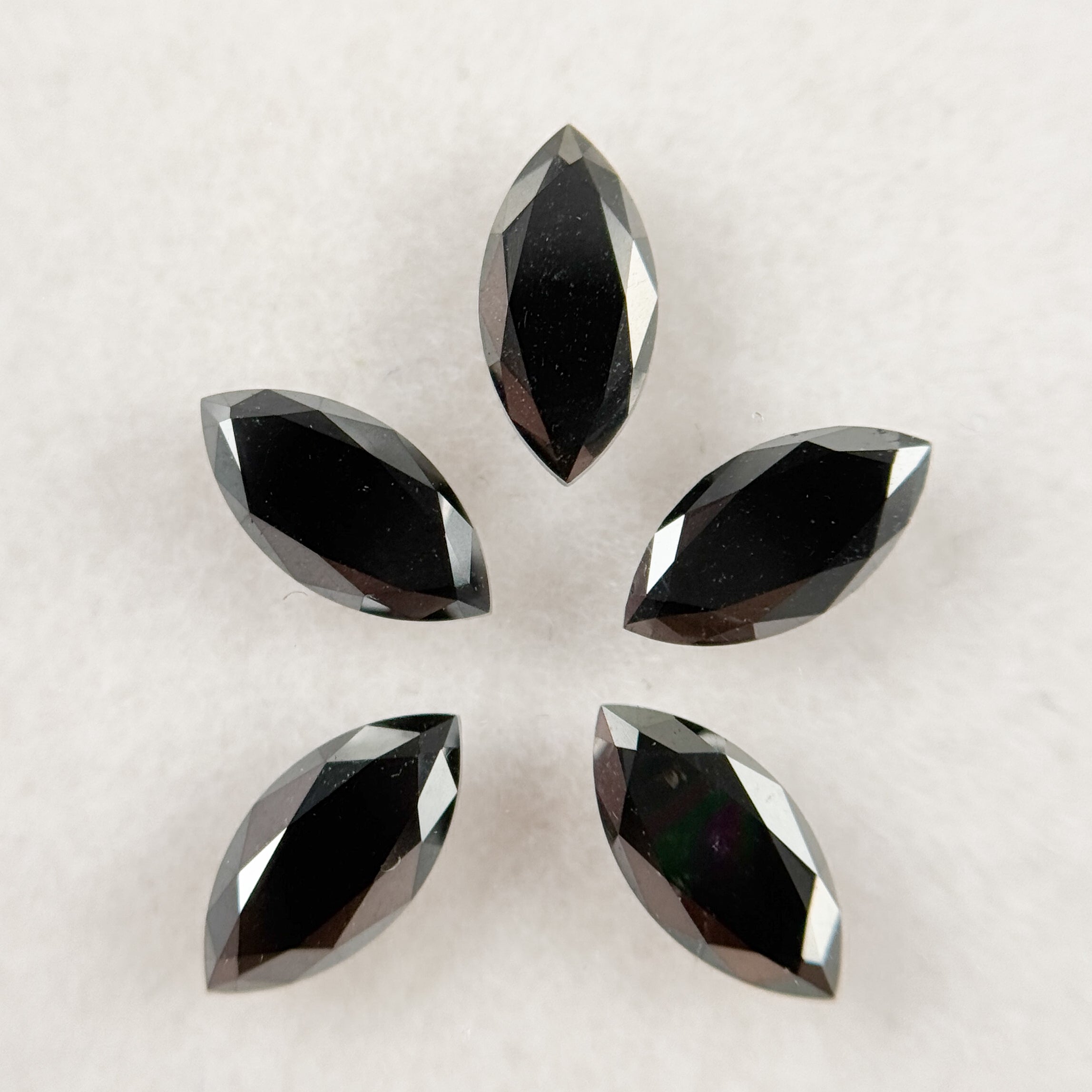 5 MM Marquise Rose Cut Black Natural Fancy Diamond