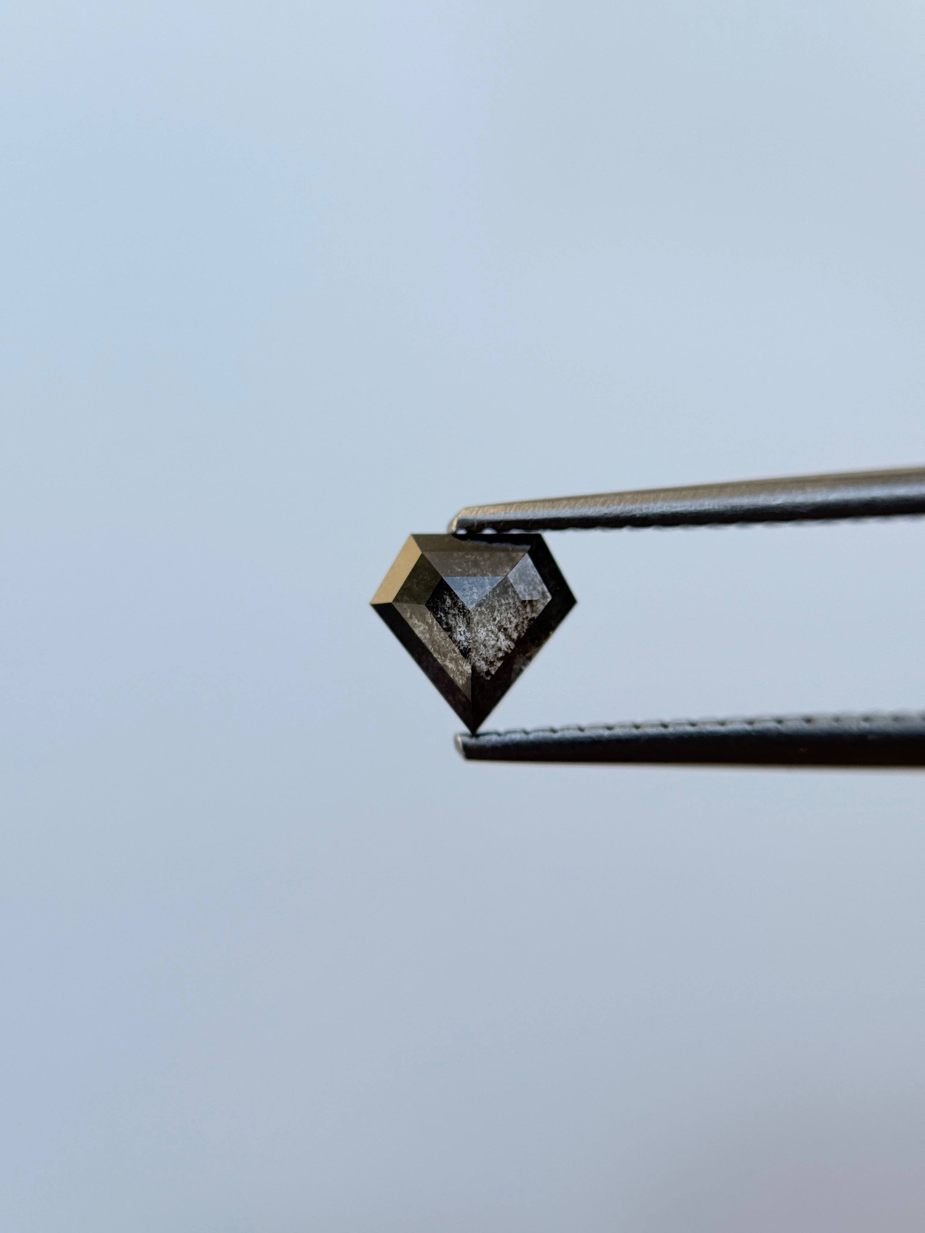 0.83 Ct Pentagon Rose Cut Grey Natural Salt and Pepper Diamond