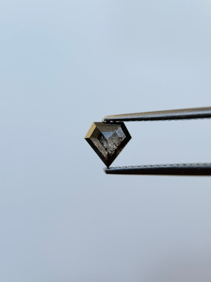 0.83 Ct Pentagon Rose Cut Grey Natural Salt and Pepper Diamond