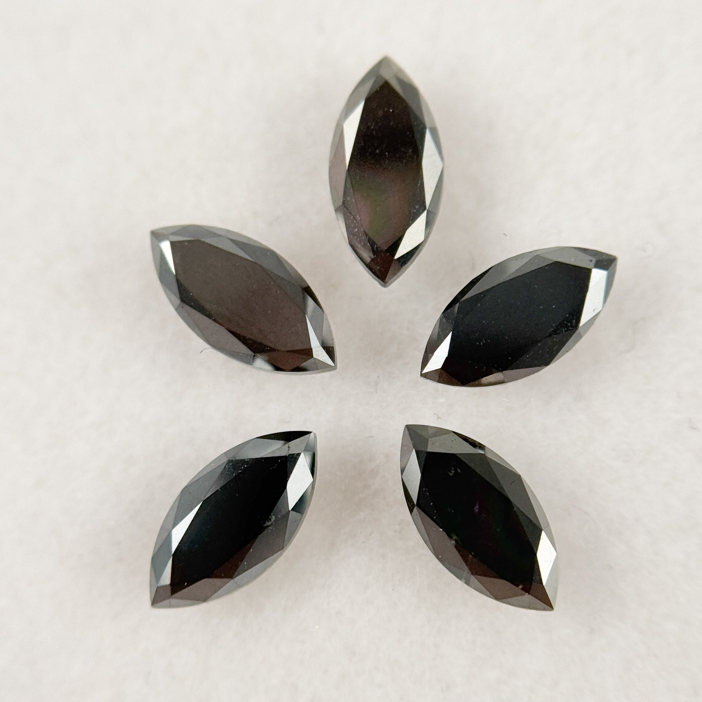 5 MM Marquise Rose Cut Black Natural Fancy Diamond