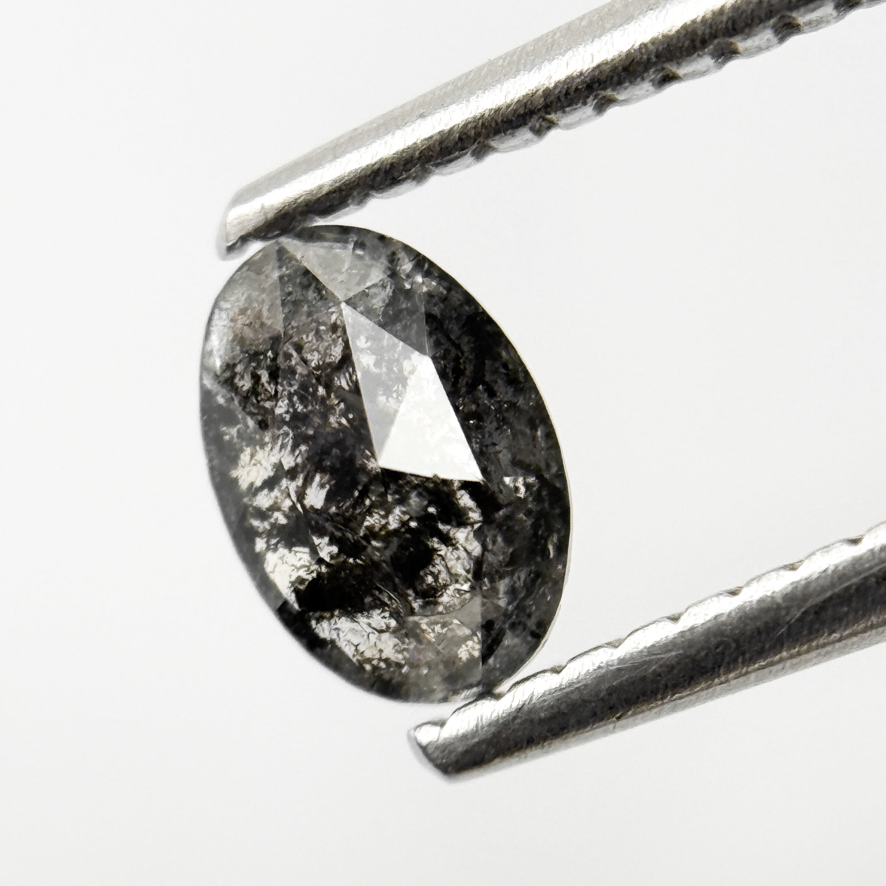 0.53 Ct Oval Rose Cut Grey Natural Salt and Pepper Diamond
