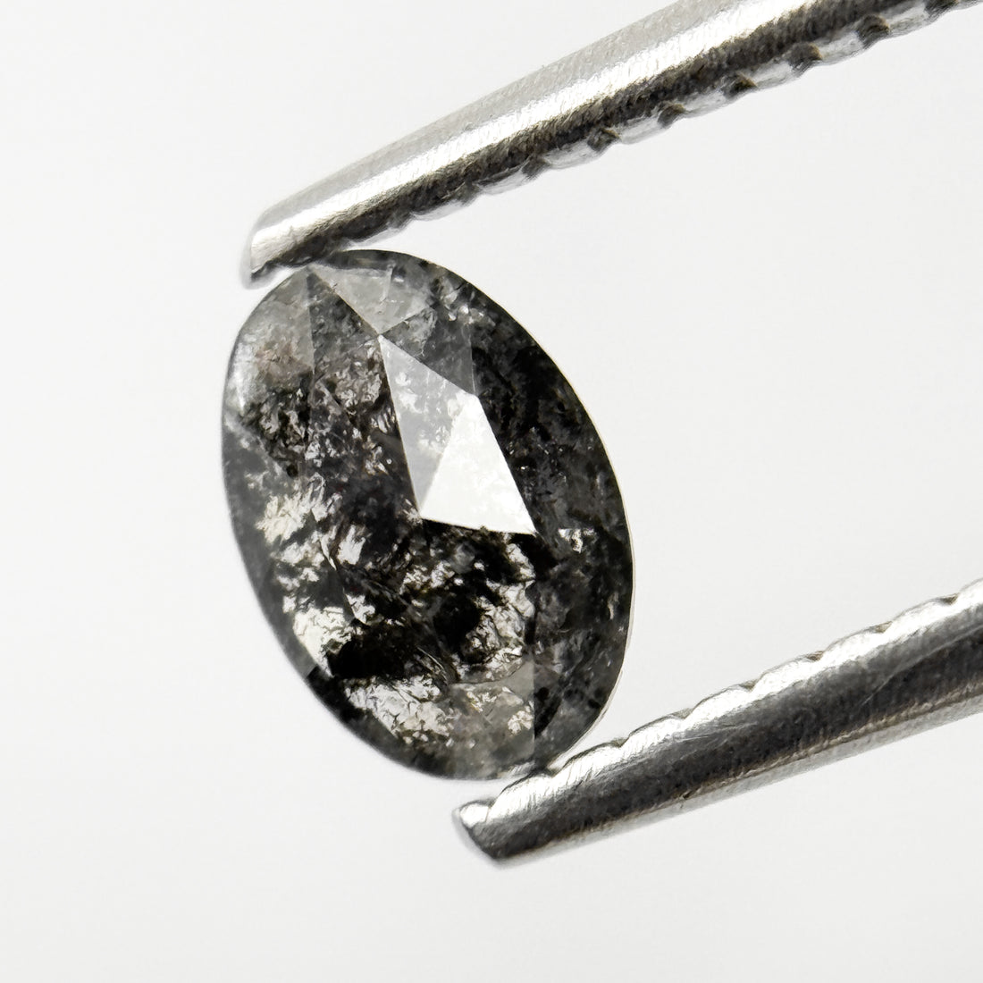 0.53 Ct Oval Rose Cut Grey Natural Salt and Pepper Diamond