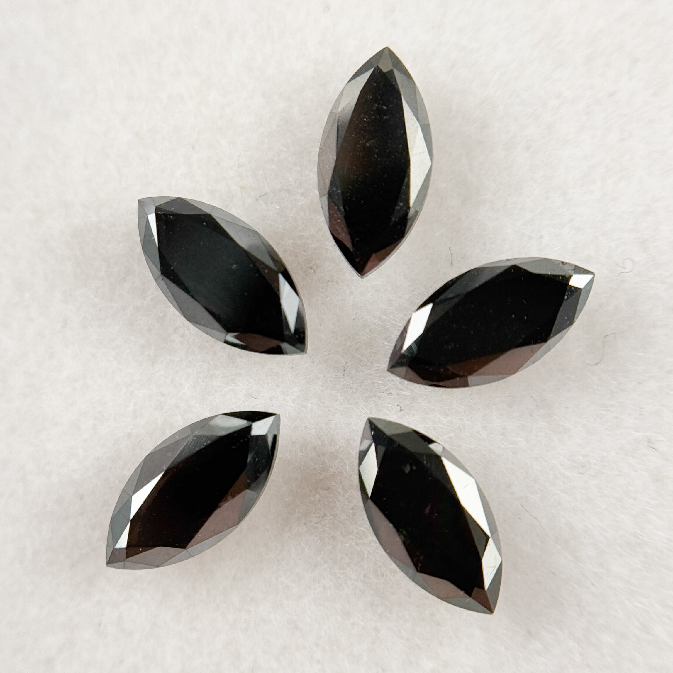 5 MM Marquise Rose Cut Black Natural Fancy Diamond